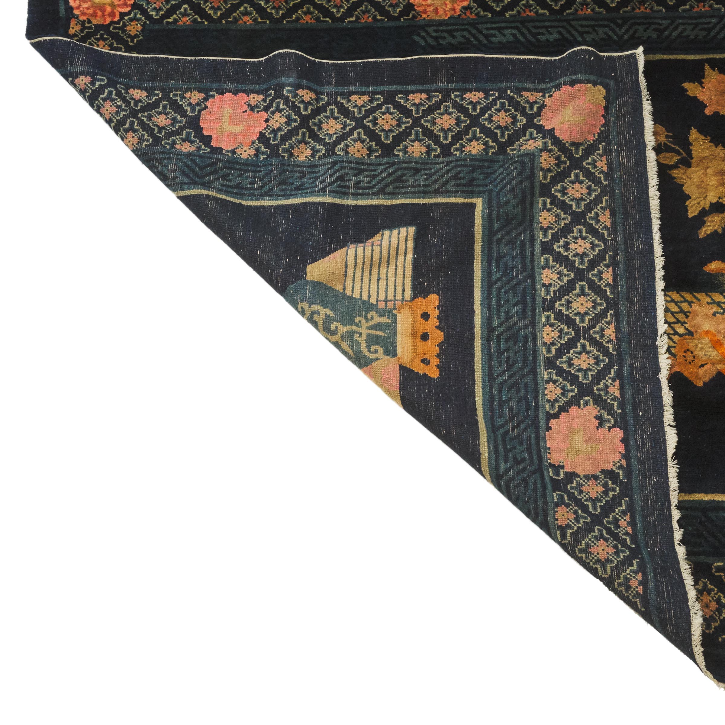 Chinese Bao Tou "100 Antiques" Rug, Qing Dynasty, c.1900  