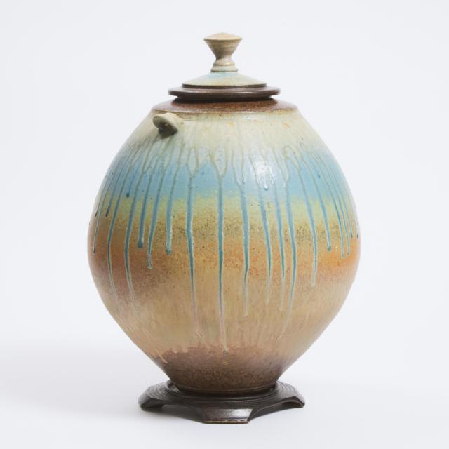 Richard Aerni (American, b.1952), Large Covered Stoneware Jar, c.1990