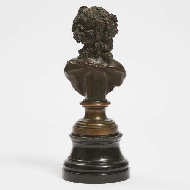 Small Patinated Bronze Bust of a Young Bacchanalian Woman, 19th century