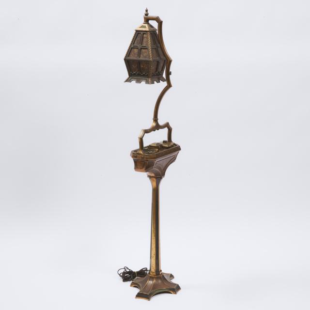 American Coppered Bronze Patented Reading Floor Lamp by Brady Lite, Detroit, Michigan, early 20th century