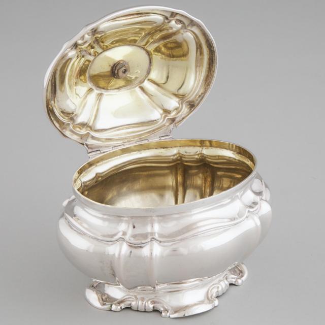 German Silver Shaped Oval Sugar Box, 19th century