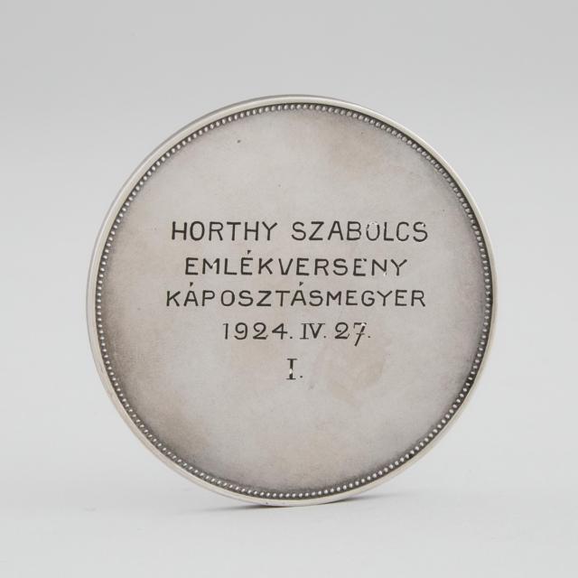 Hungarian Silver and Enamel Medallion, 1924