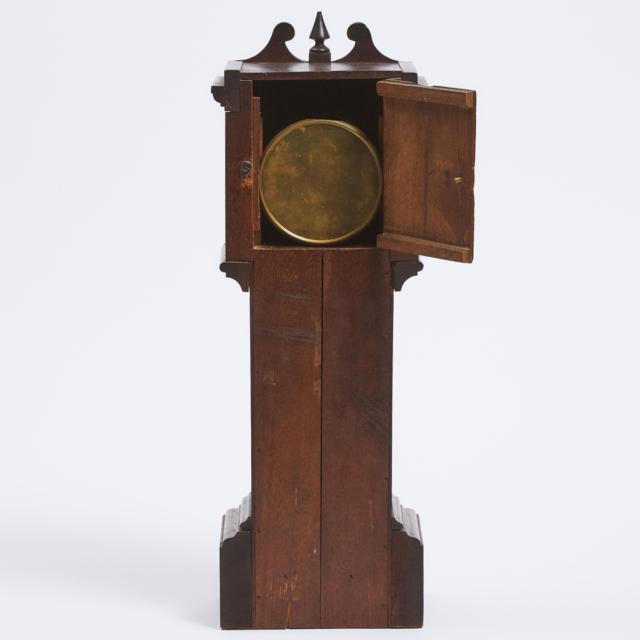 Miniature Relief Carved Mahogany Tall Case Clock, c.1900