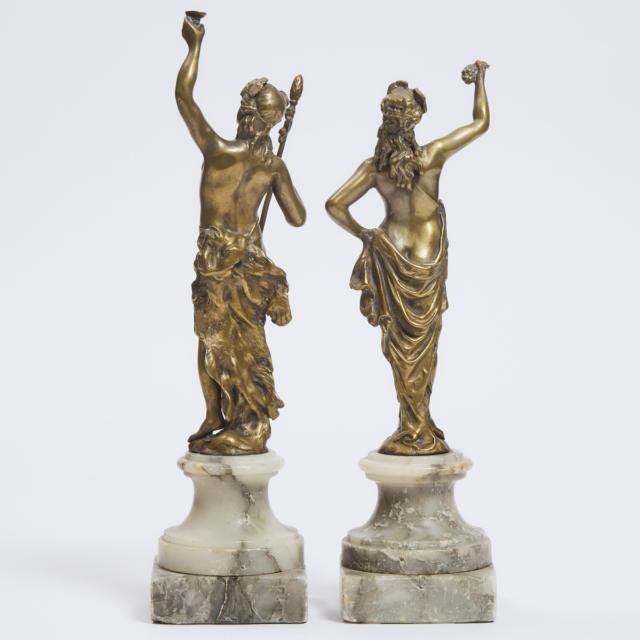 Pair of Italian Gilt Bronze Bacchanalian Figures, 19th century