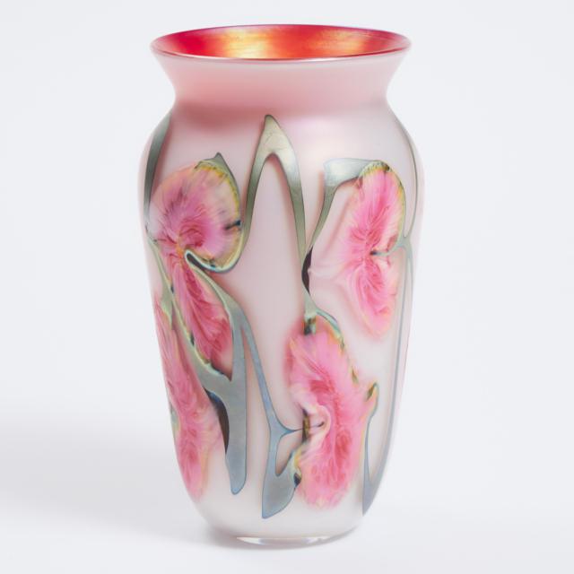 John Lotton (American, b.1964), 'Leaf and Vine' Iridescent Glass Vase, 1991