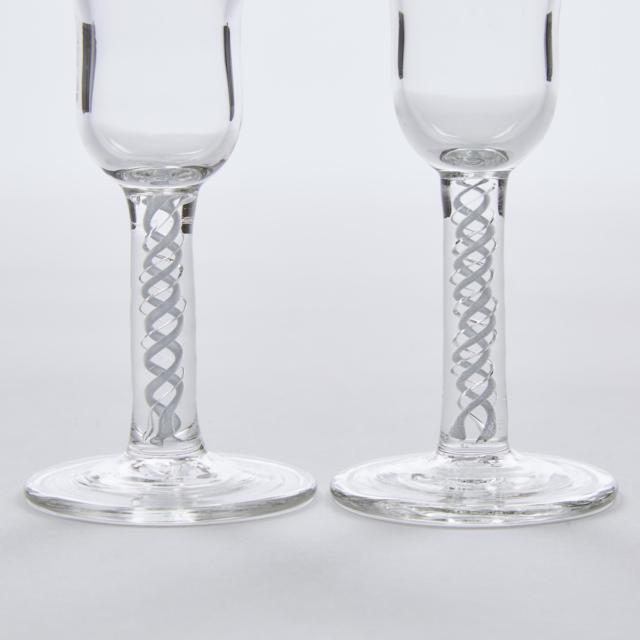 Pair of English Composite Stemmed Small Glasses, 19th century