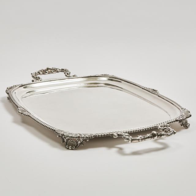 English Silver Rectangular Serving Tray, Barker Brothers, Chester, 1914