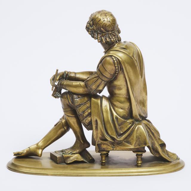 French Gilt Bronze Figure of a Seated Scholar, mid 19th century