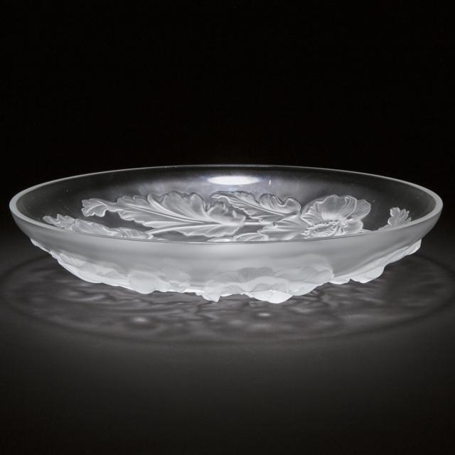 Verlys Moulded and Frosted Shallow Glass Bowl, mid-20th century