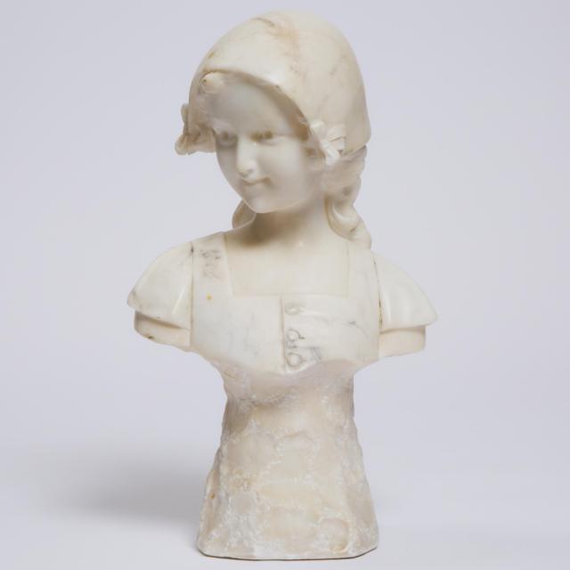 Continental Alabaster Bust of a Young Girl, c.1900