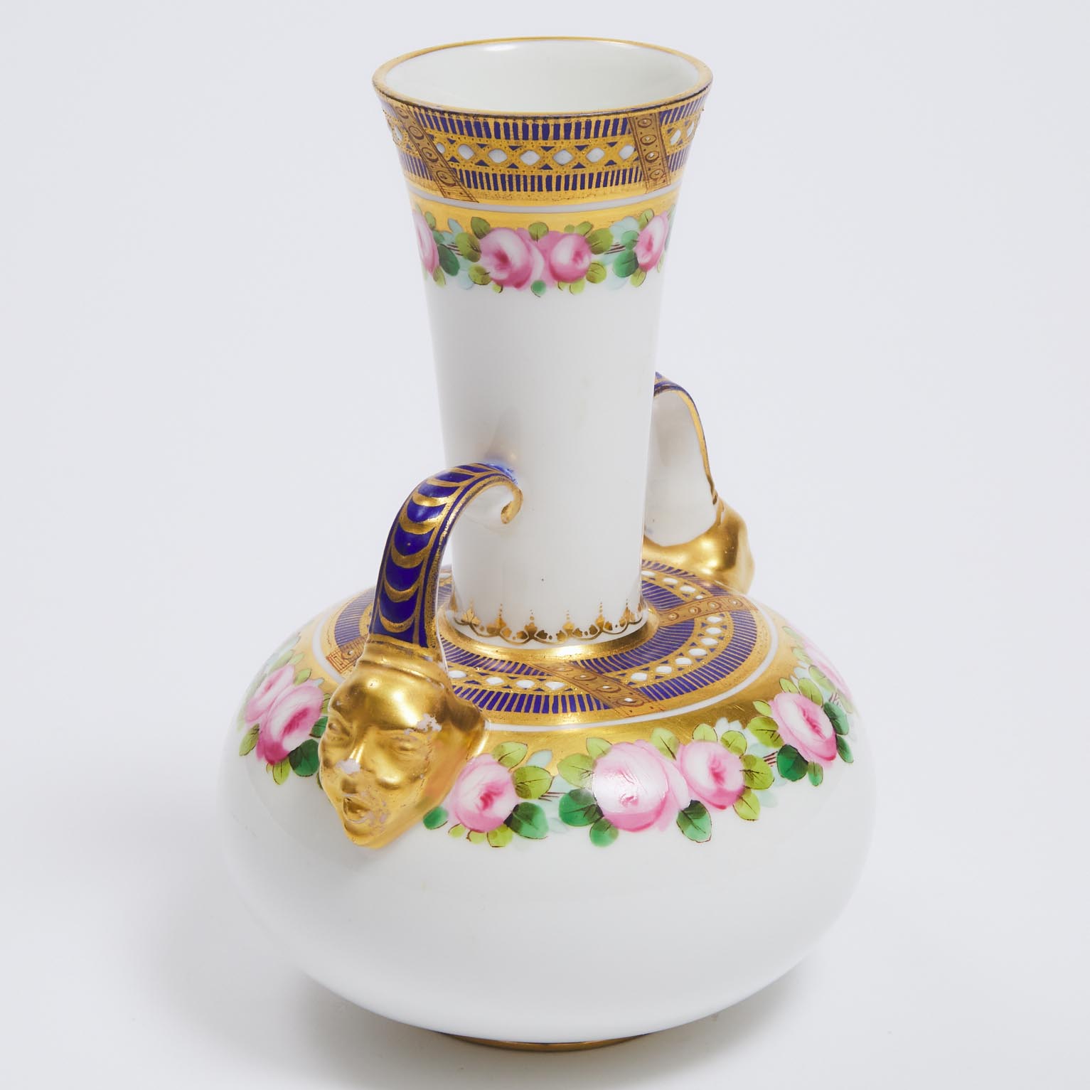 Derby Crown Porcelain Co. Two-Handled Floral and Gilt Vase, for Tilden Thurber Co., Providence, RI, 1880s