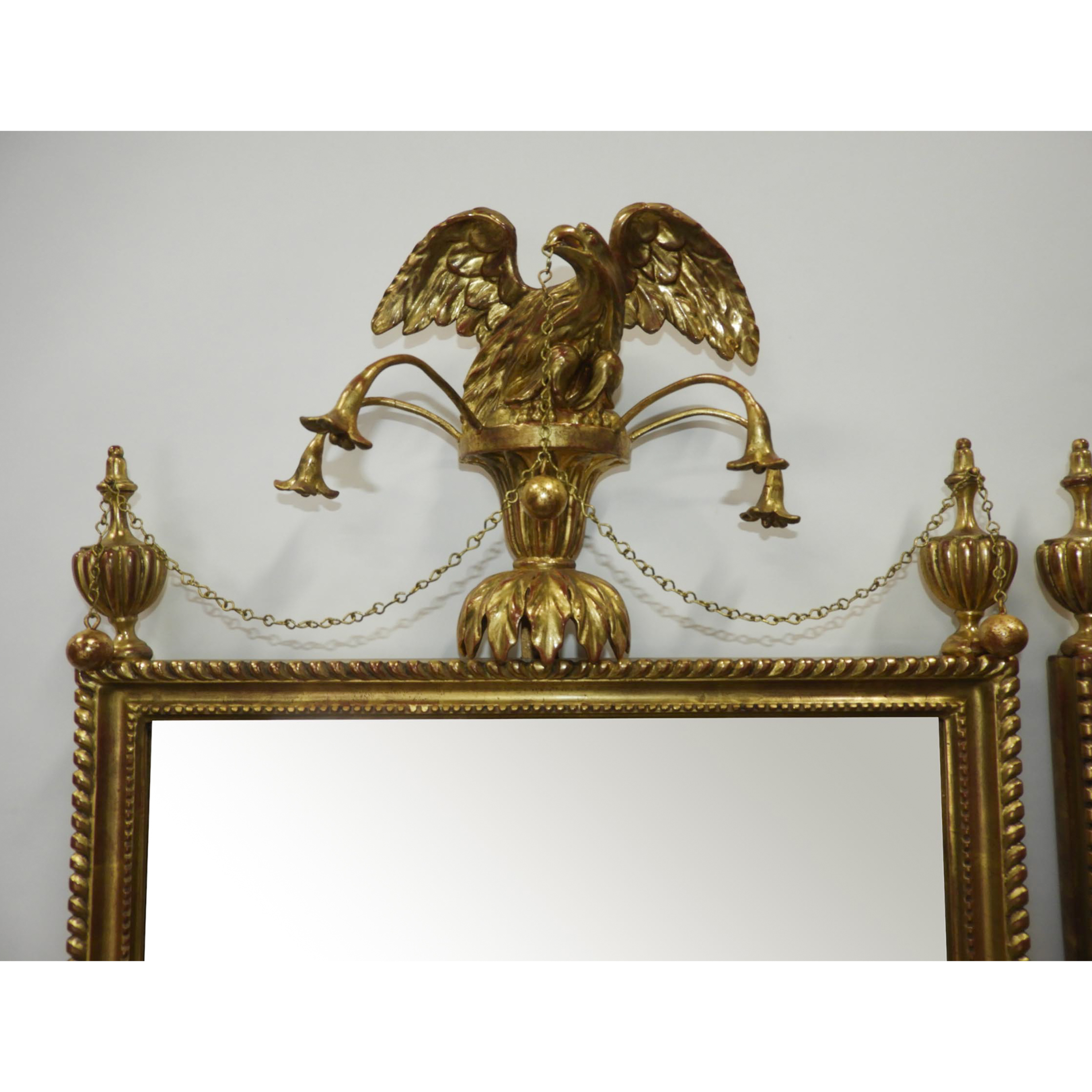 Pair of Neoclassical Style Giltwood Mirrors, 20th century