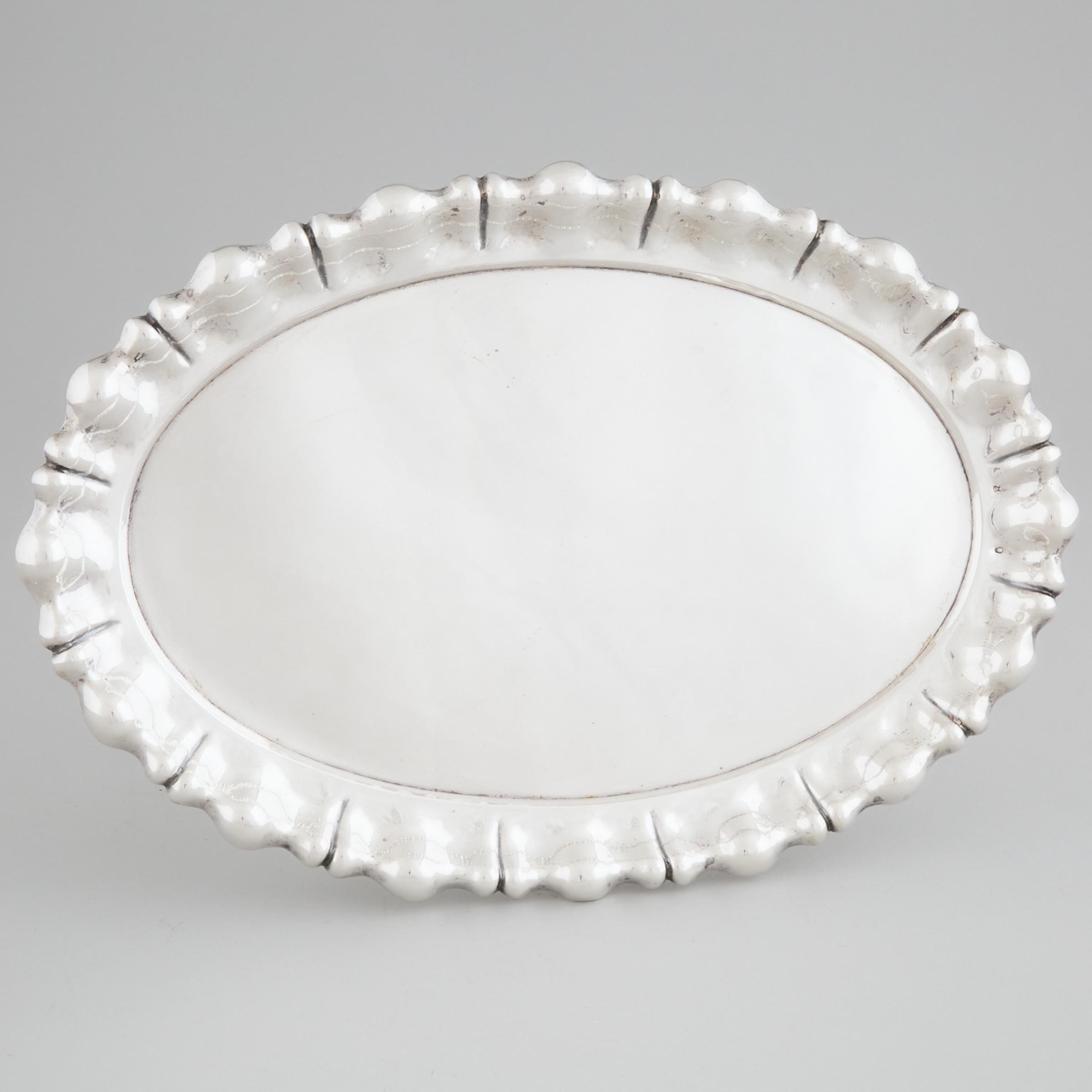 Hungarian Silver Lobed Oval Tray, 20th century
