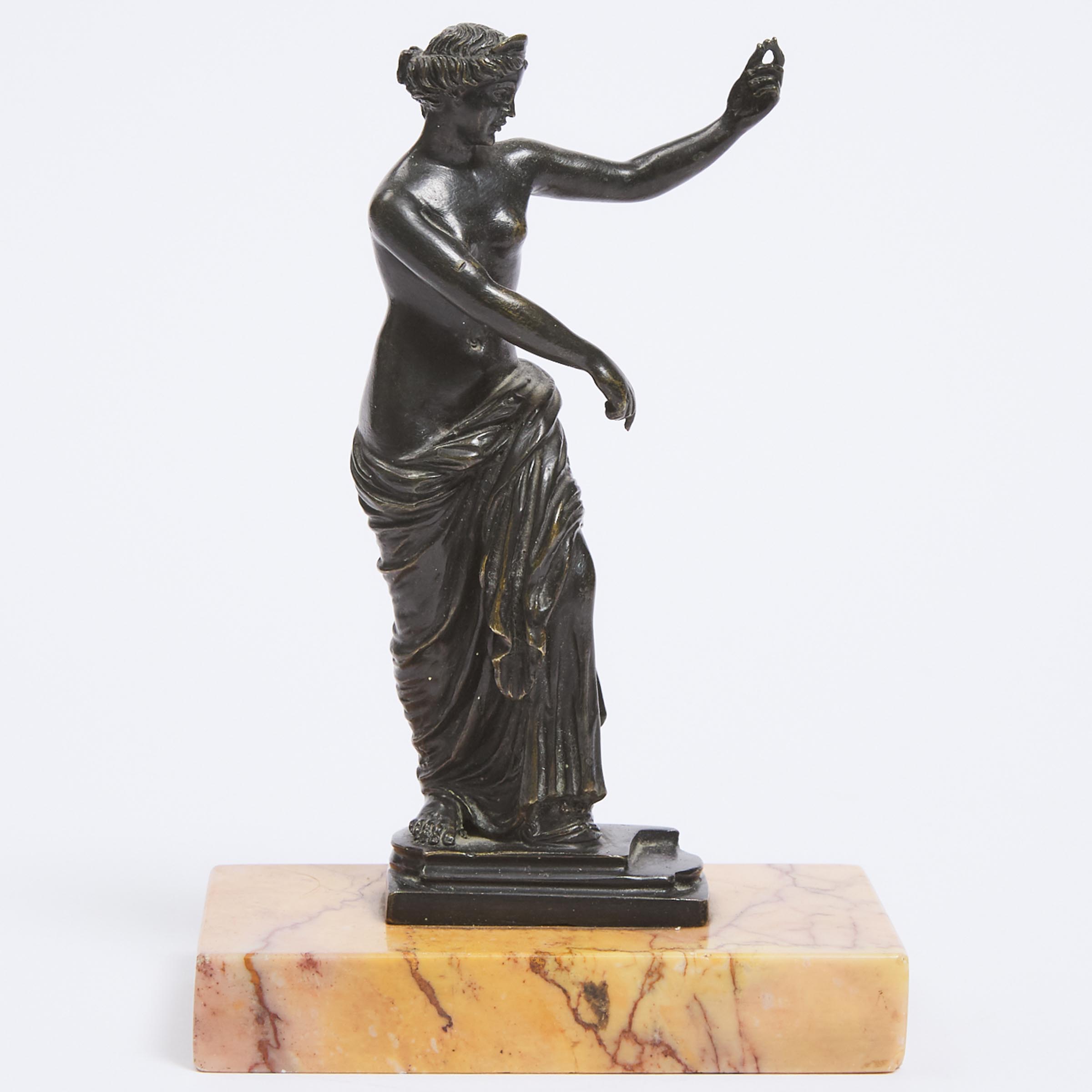 Small Grand Tour Patinated Bronze Model of Diana, After the Antique, 19th century