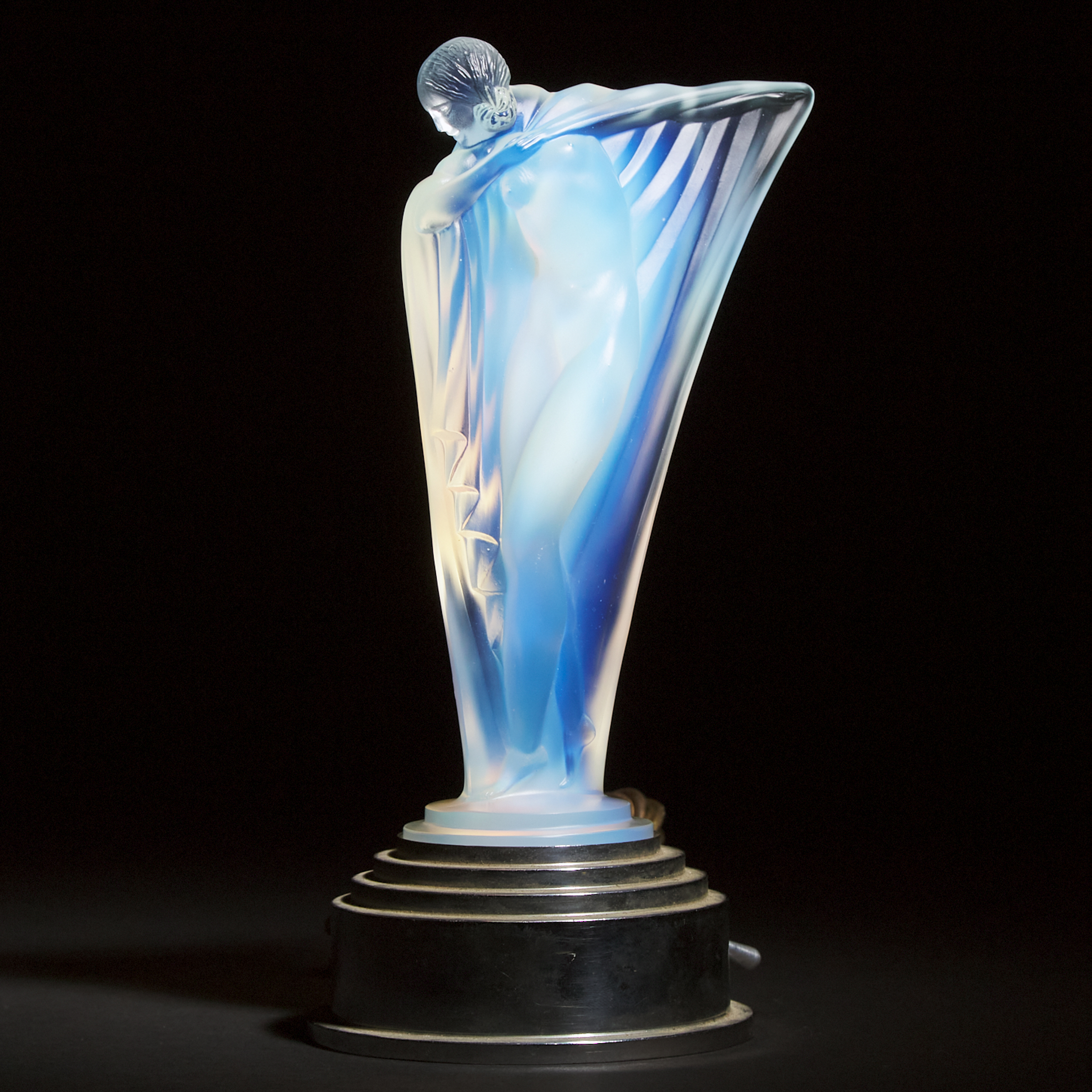 'Isadora' Etling Moulded Opalescent Glass Mascot, Lucille Sévin, c.1925