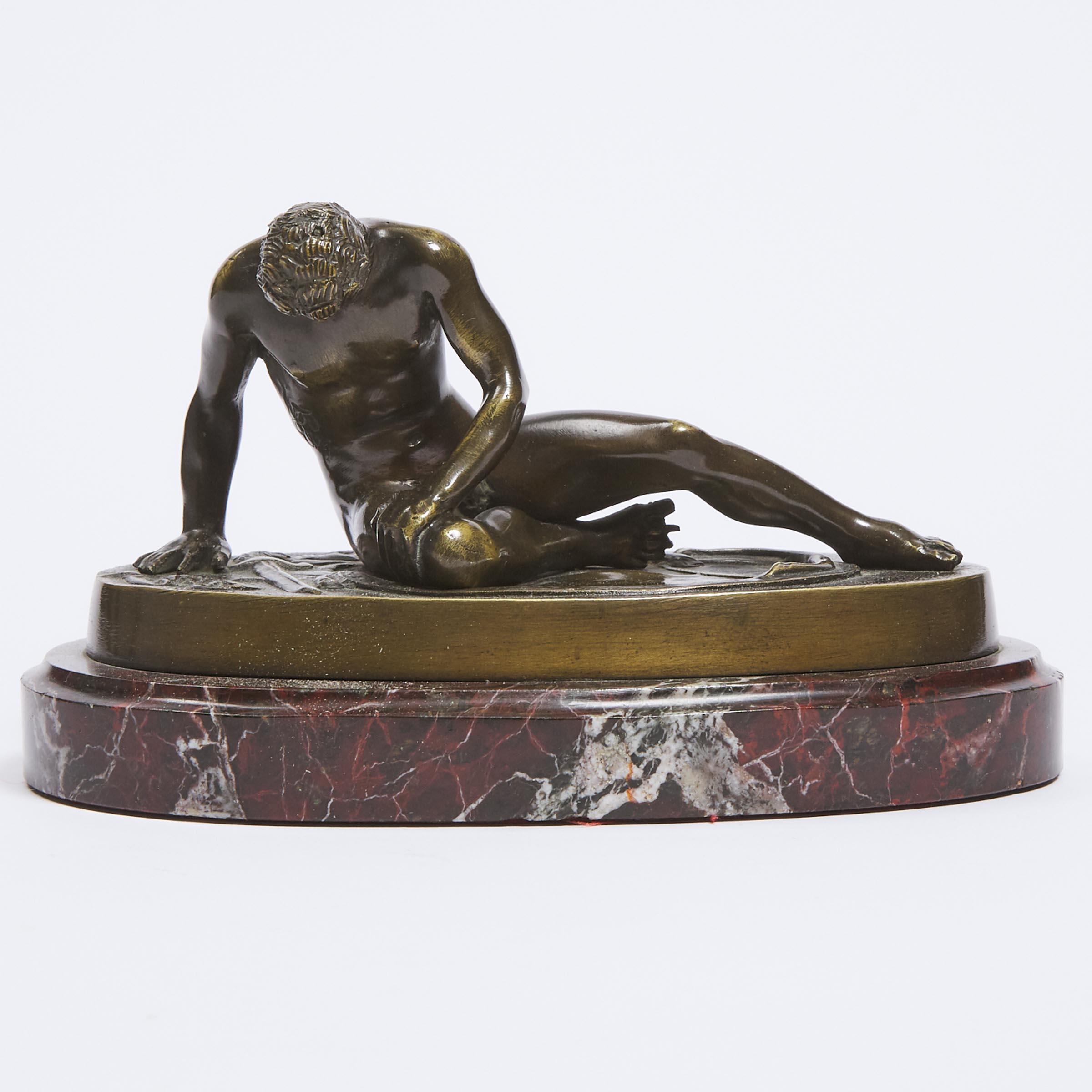 Small Grand Tour Patinated Bronze Model of The Dying Gaul, After the Antique, 19th century