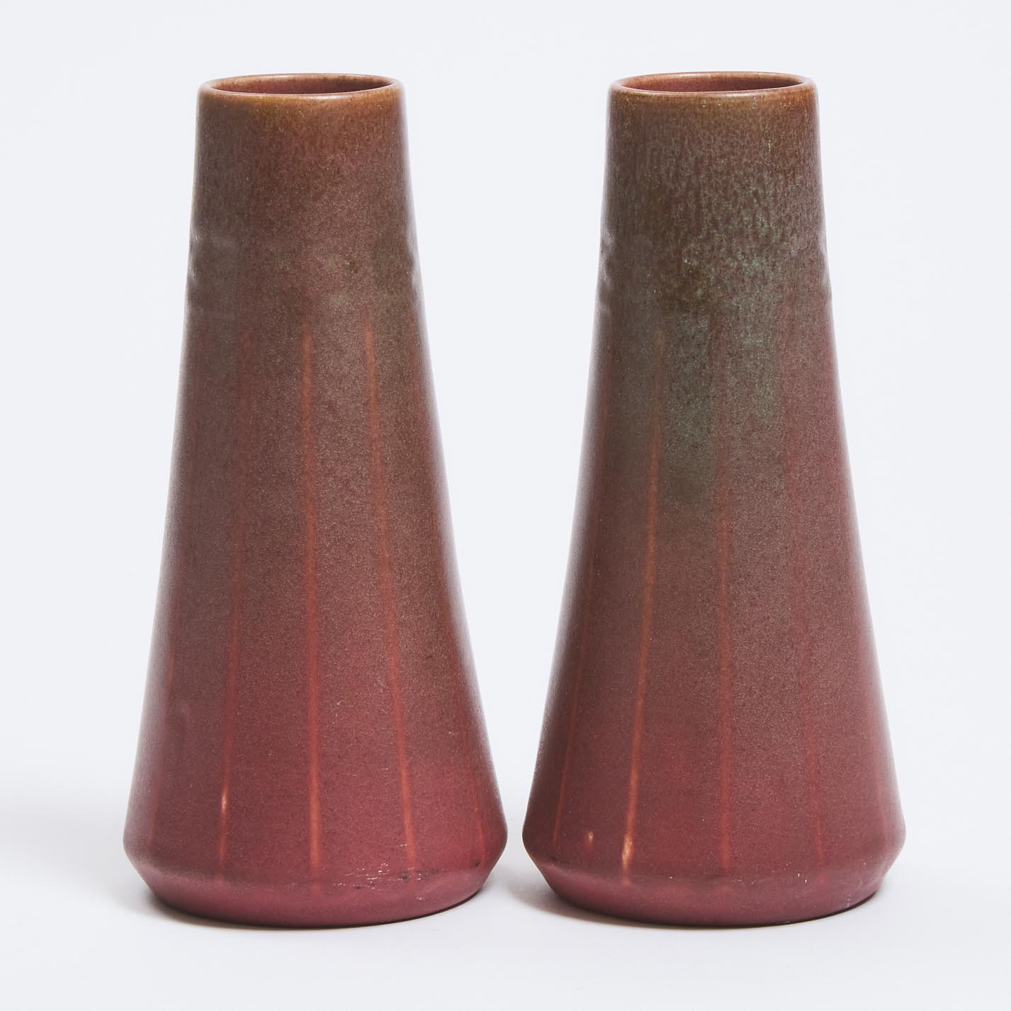 Pair of Rookwood Iron Red Matte Glazed Vases, 1912
