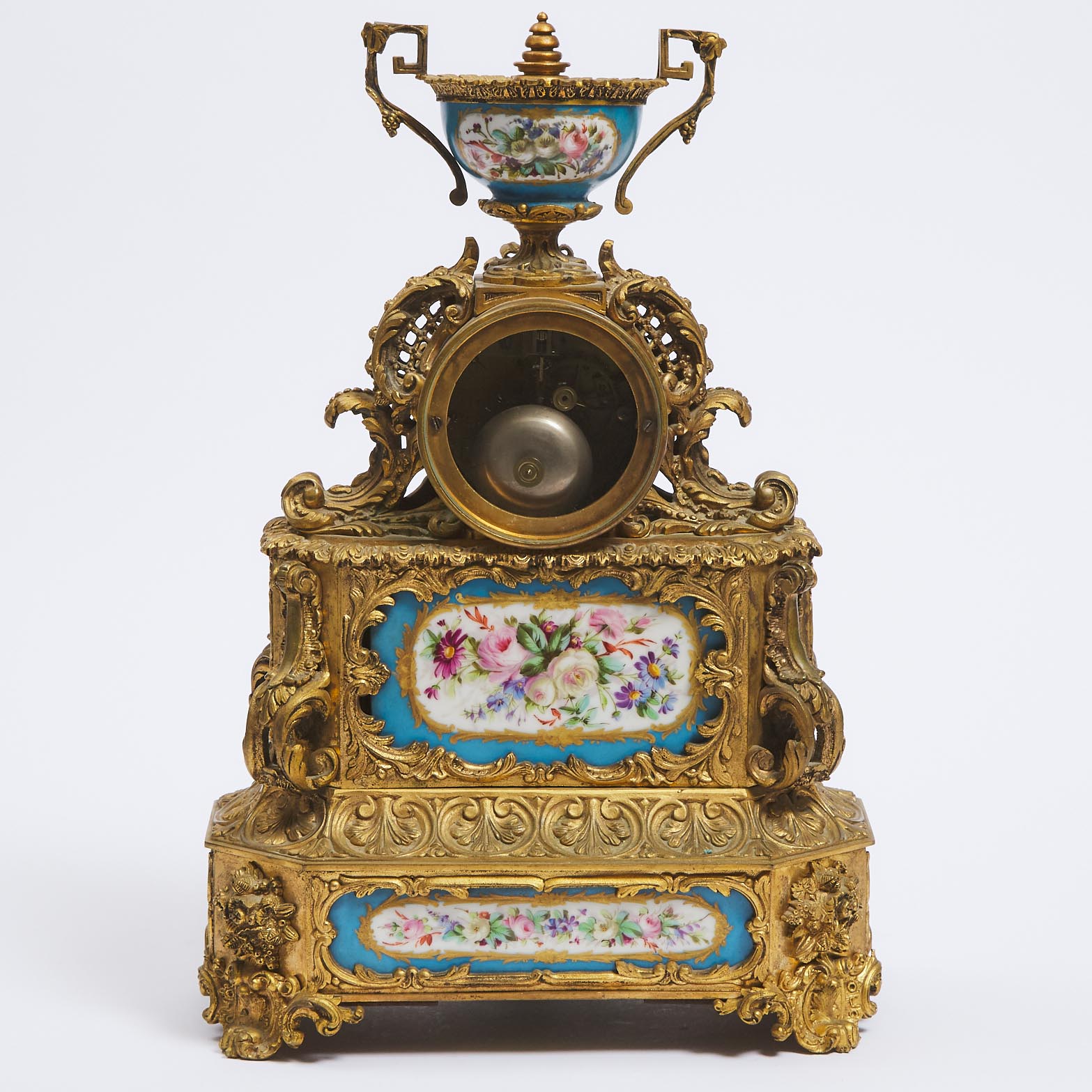 French 'Sèvres' Porcelain Mounted Ormolu Mantle Clock, mid 19th century