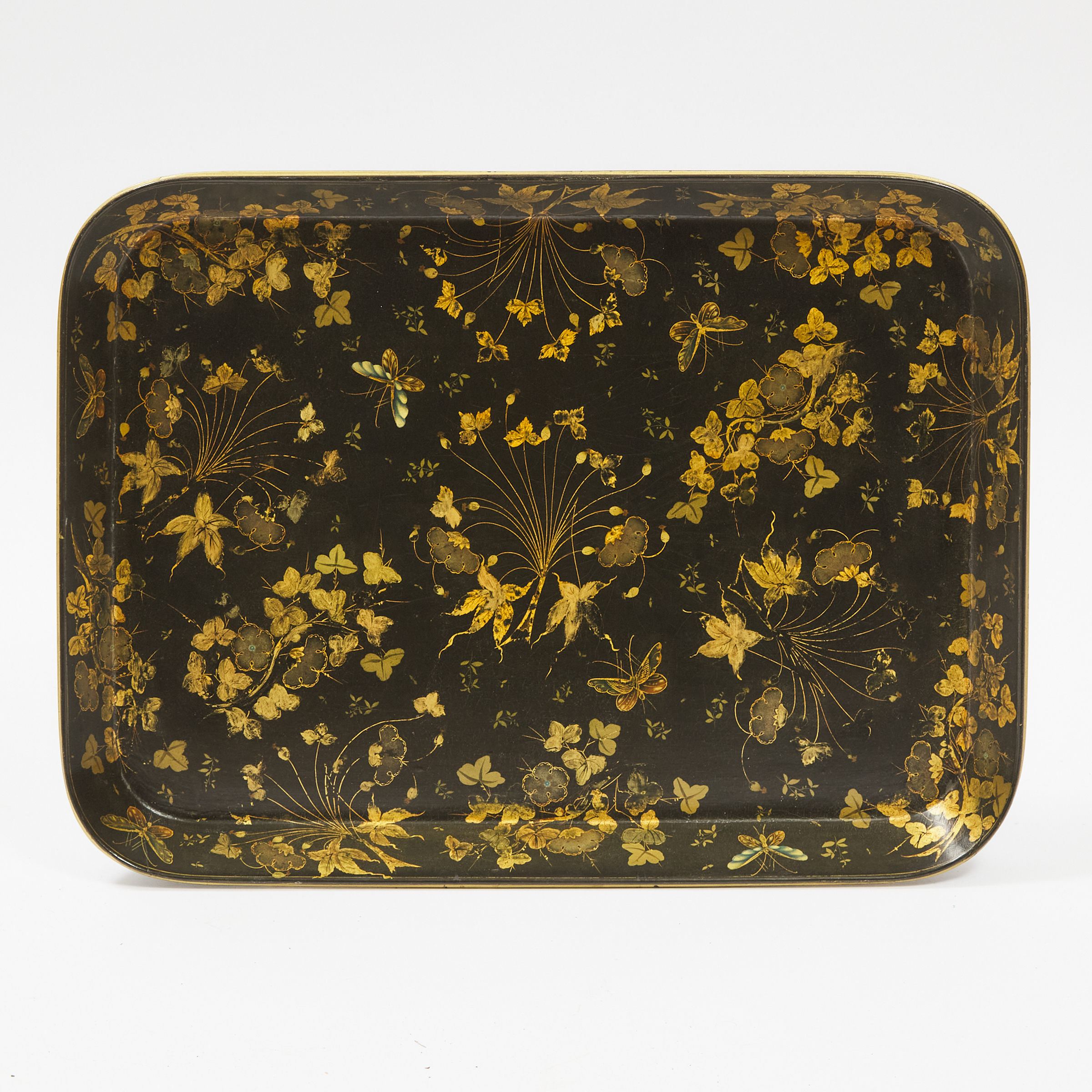 Regency Gilt Decorated Black Lacquer Tea Tray, Clay, King St., Covent Garden