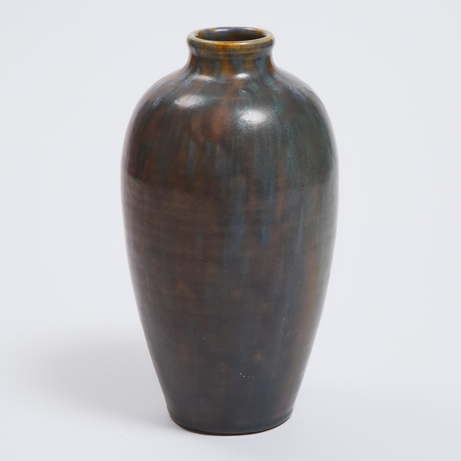 George J. Cox (British, 1884-1946), Mottled Blue and Brown Glazed Vase, Mortlake Pottery, 1913