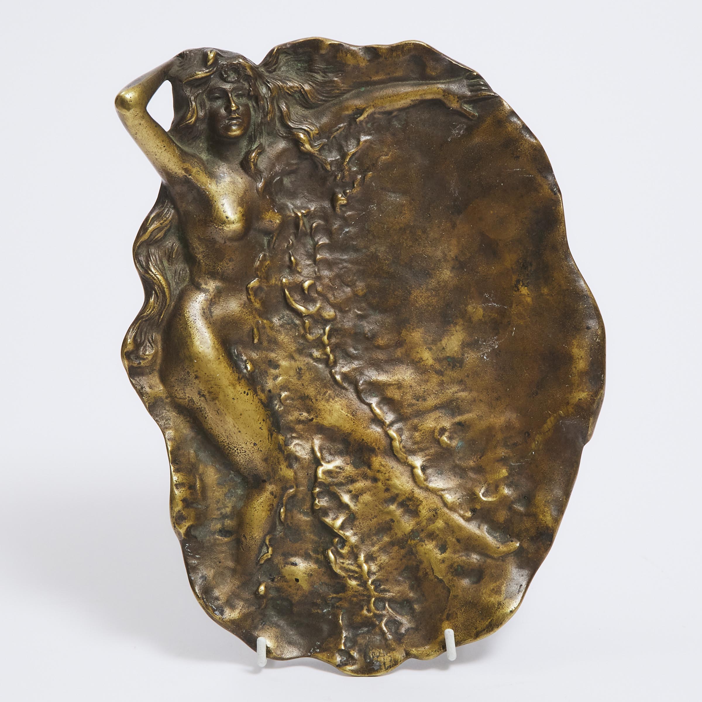 Large Austrian Erotic Gilt Bronze Vide Poche, early 20th century