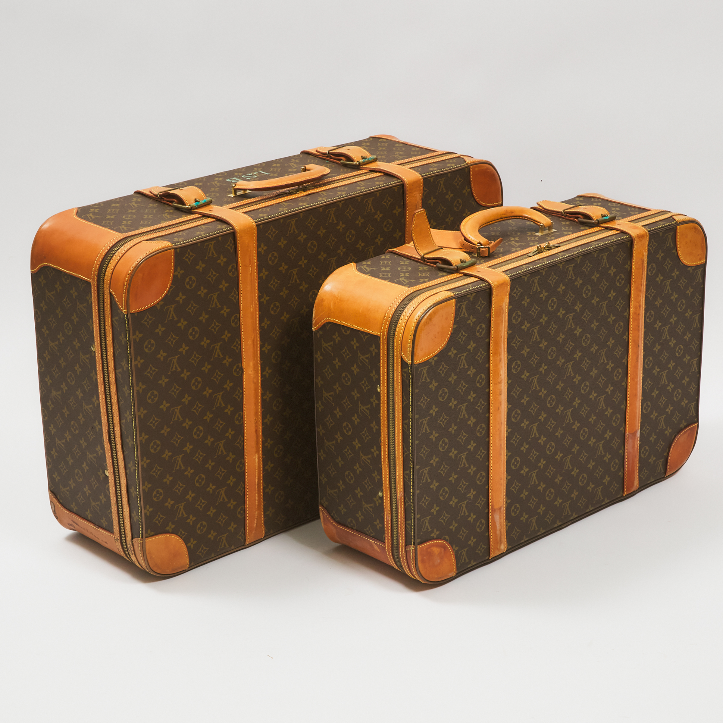 Two Louis Vuitton Monogram Canvas Soft Sided Suitcases, c.1970