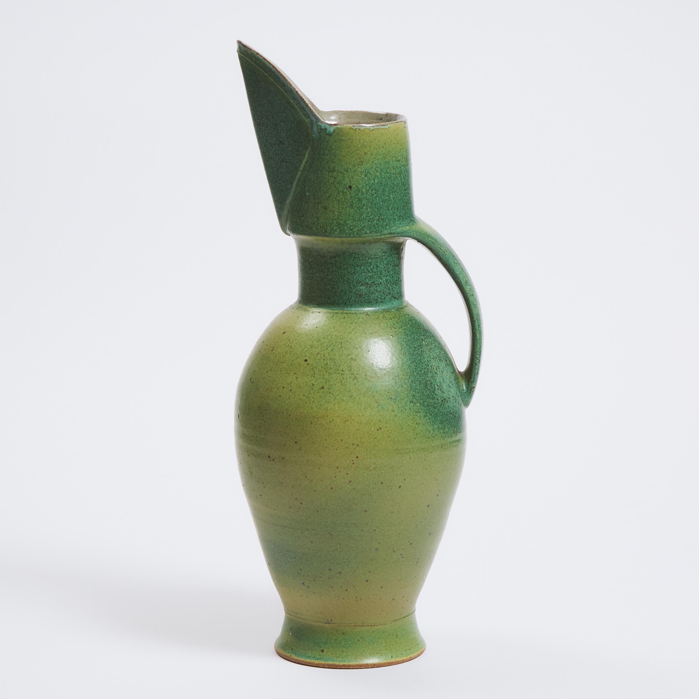 Bruce Cochrane (Canadian, b.1953), Large Green Glazed Stoneware Ewer, early 21st century