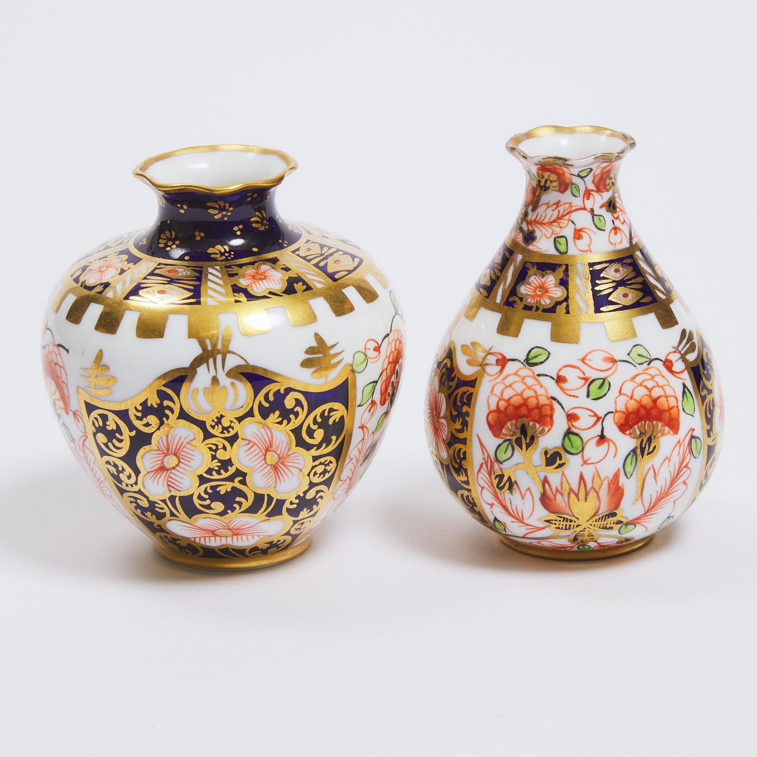 Two Royal Crown Derby 'Imari' Pattern Small Vases, 1911