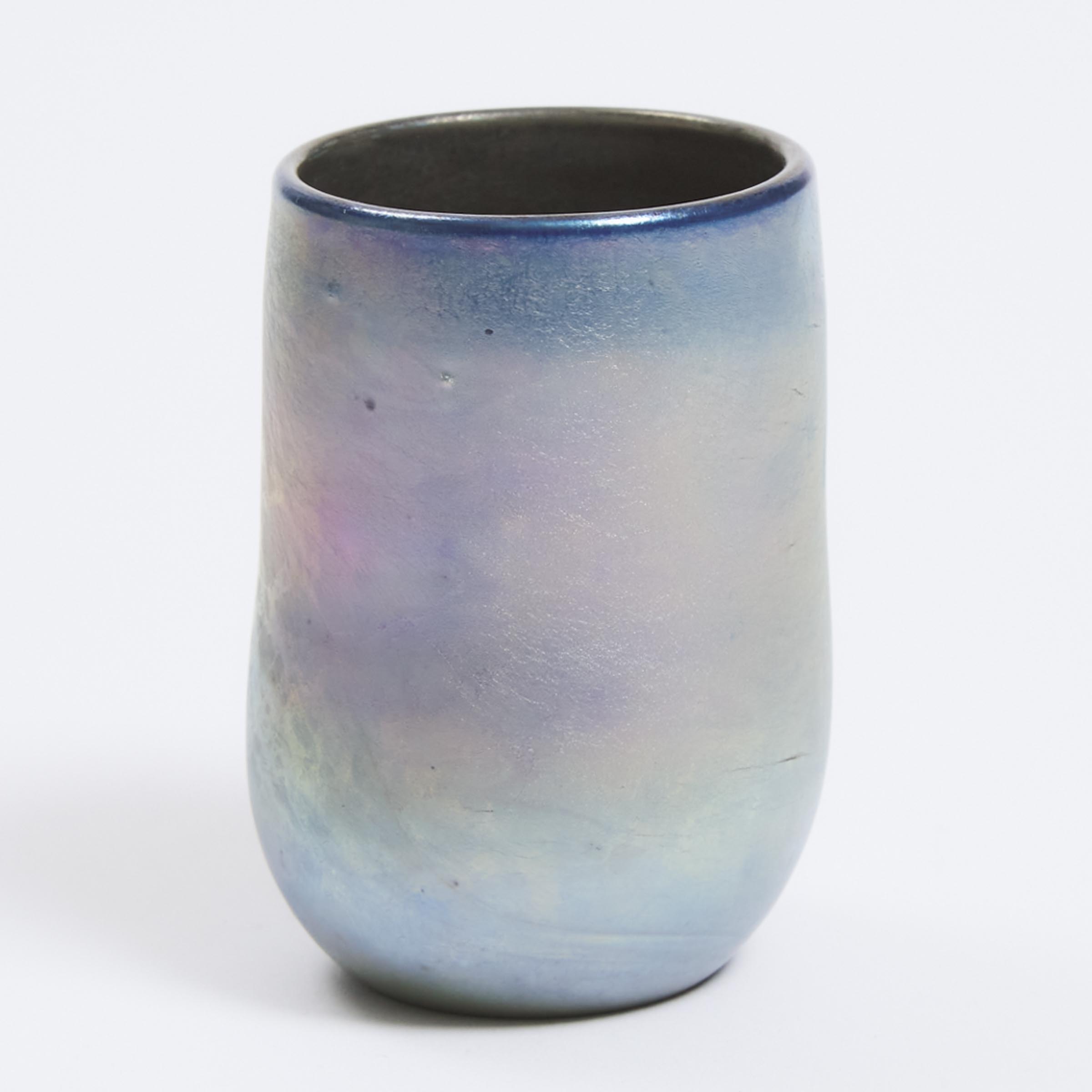Charles Lotton (American, 1935-2021), Miniature Iridescent Glass Vase engraved by Max Erlacher (Austrian, b.1933), 2005