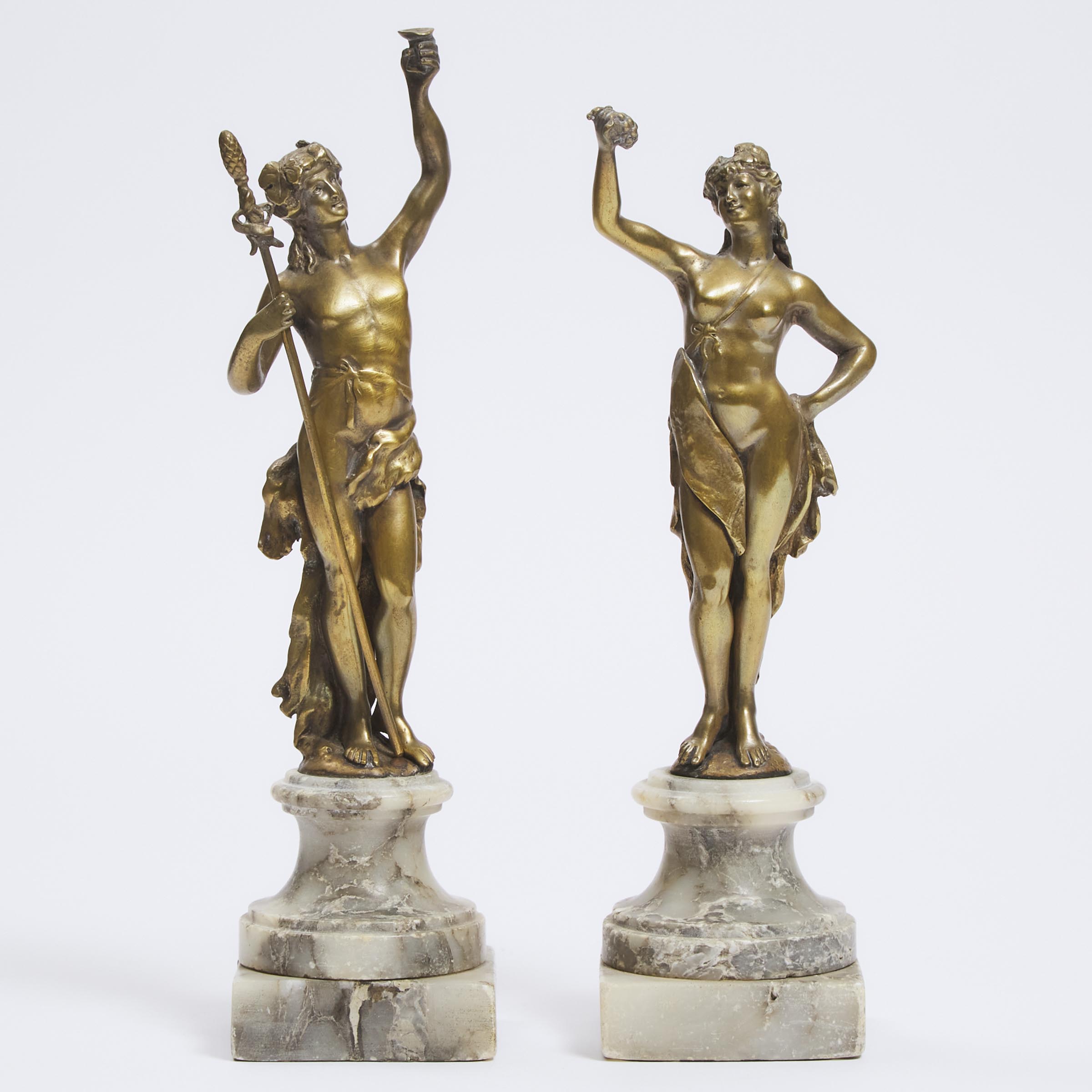 Pair of Italian Gilt Bronze Bacchanalian Figures, 19th century