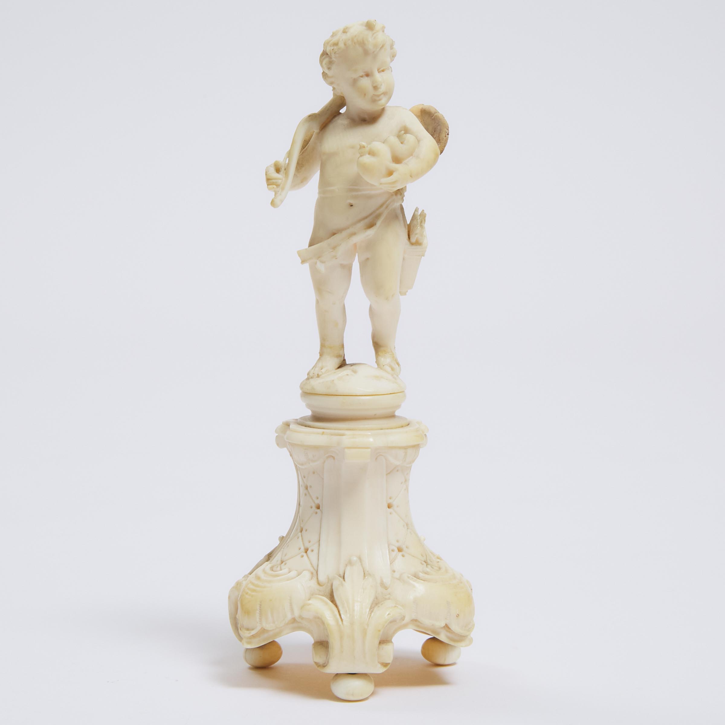 Small Dieppe Carved Ivory Figure of Cupid, 19th century