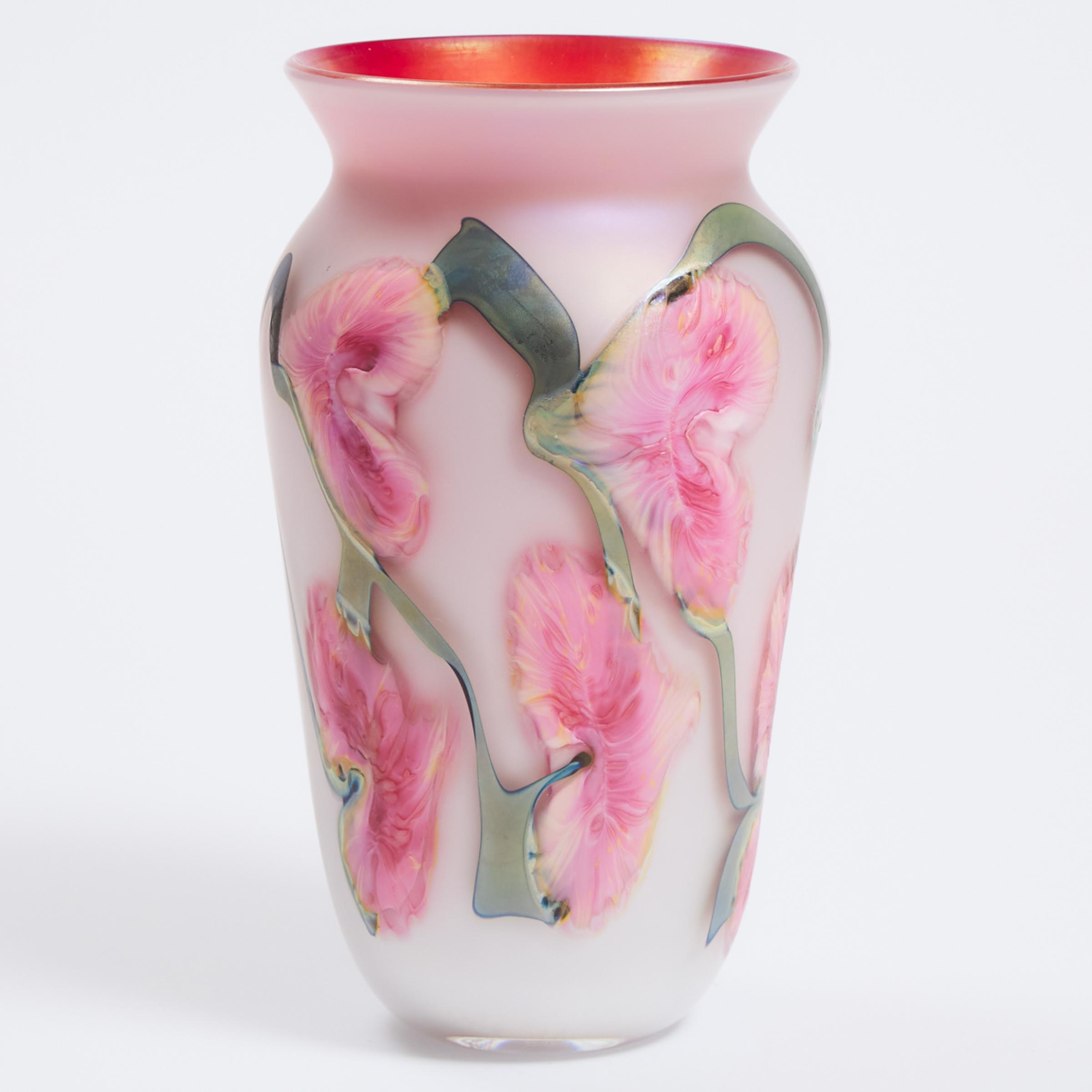 John Lotton (American, b.1964), 'Leaf and Vine' Iridescent Glass Vase, 1991