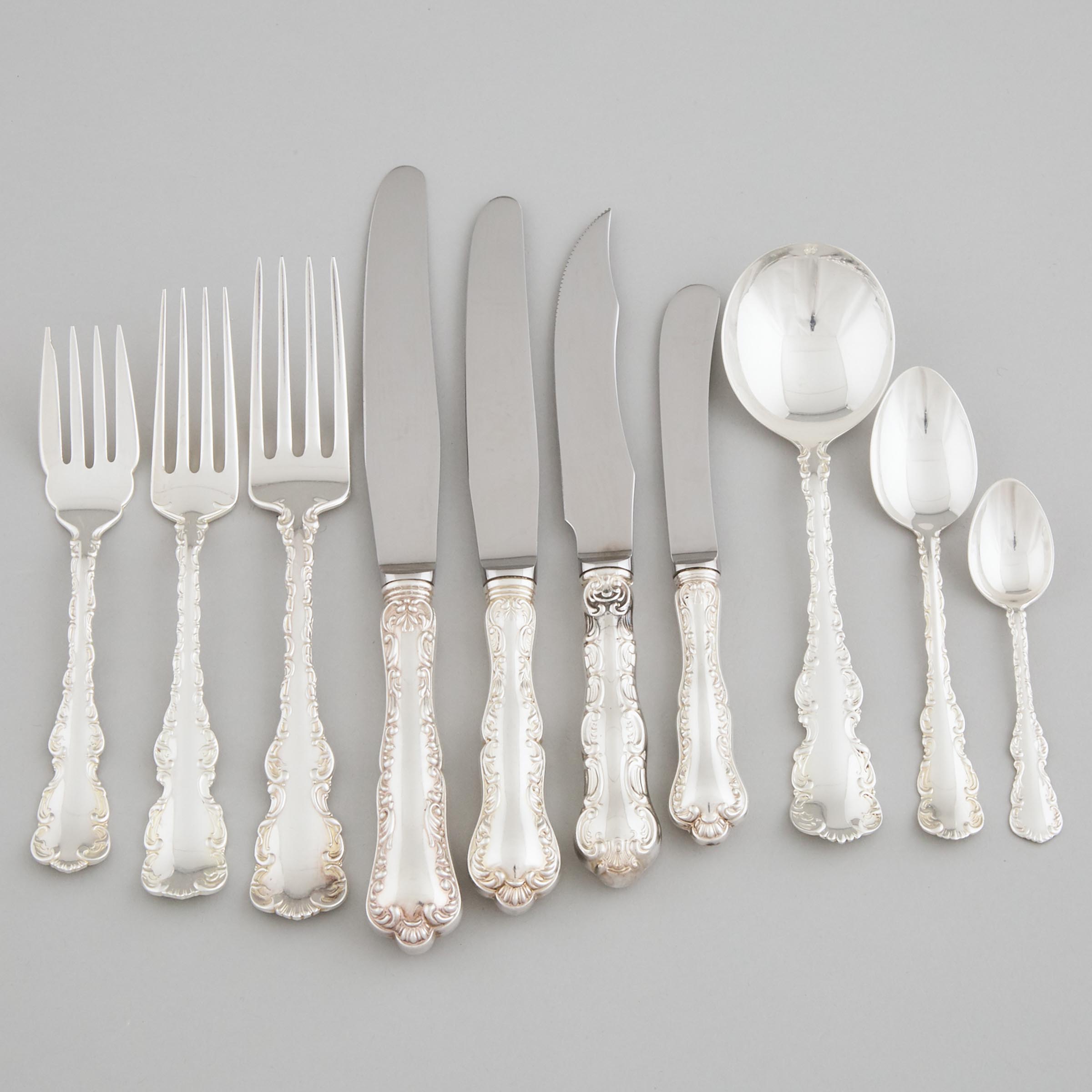 Canadian Silver 'Louis XV' Pattern Flatware Service, Henry Birks & Sons, Montreal, Que., 20th century