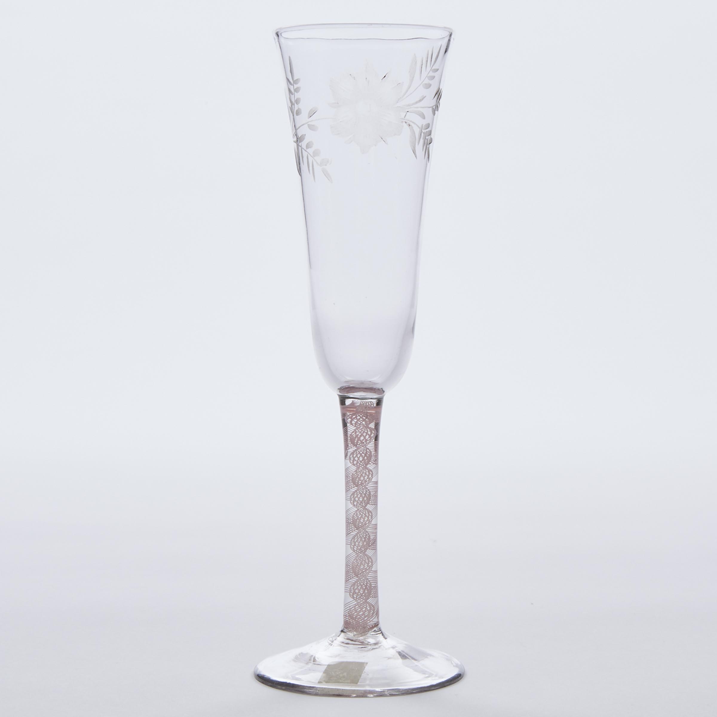 English Opaque Twist Stemmed Engraved Ale Glass, late 18th century