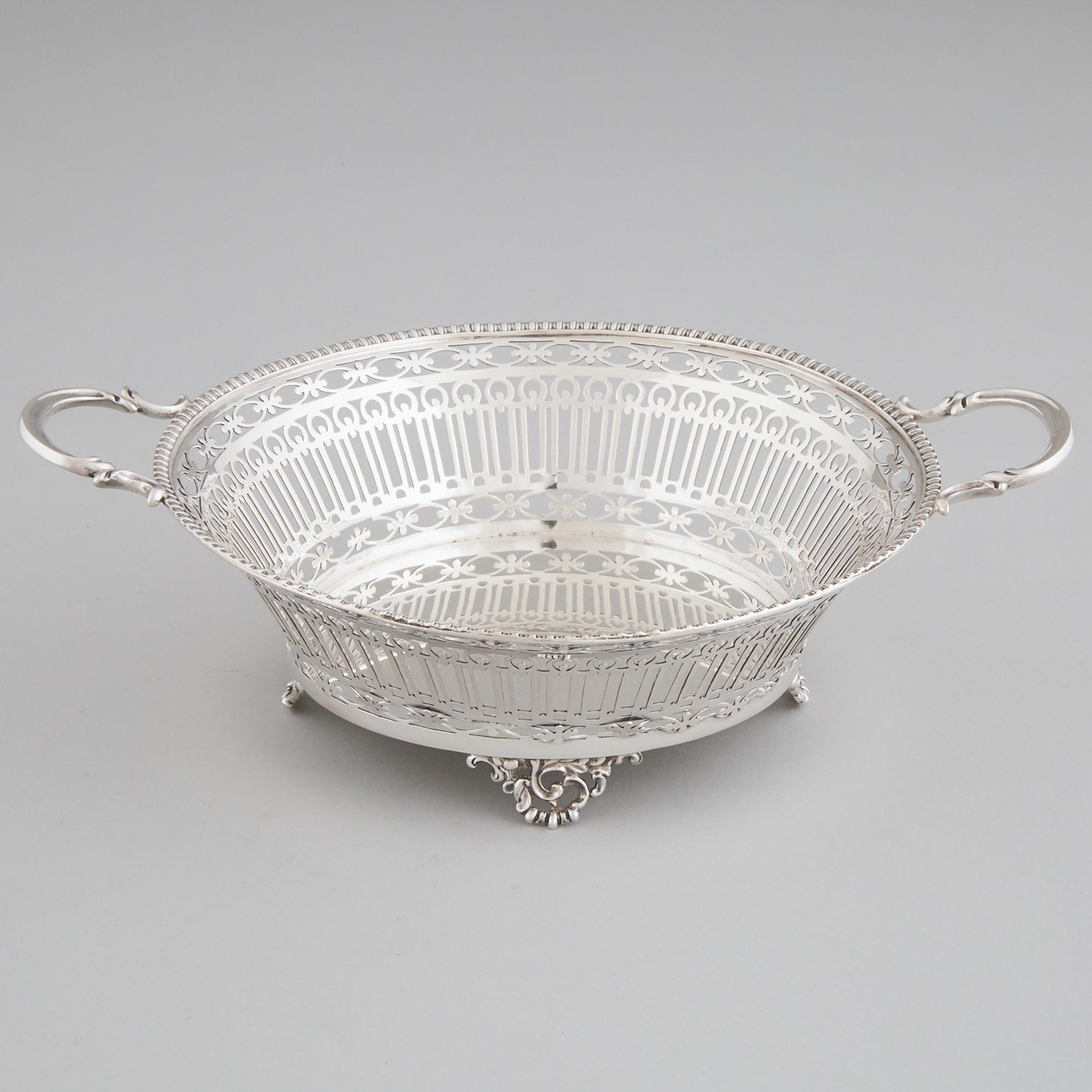 English Silver Two-Handled Pierced Basket, William Hutton & Sons, Sheffield, 1912