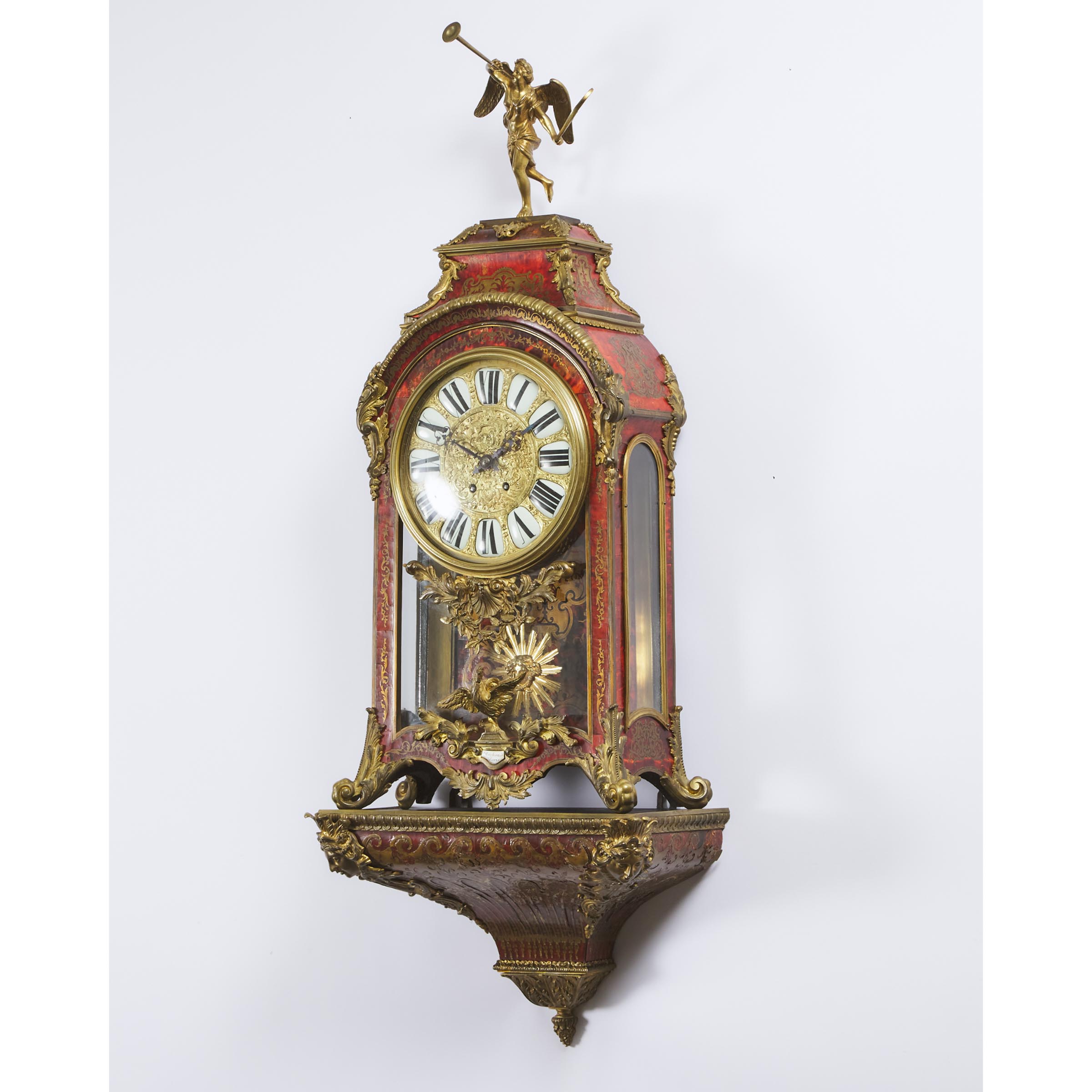 French Ormolu Mounted Boullework Bracket Clock with Bracket, Paris, 19th century