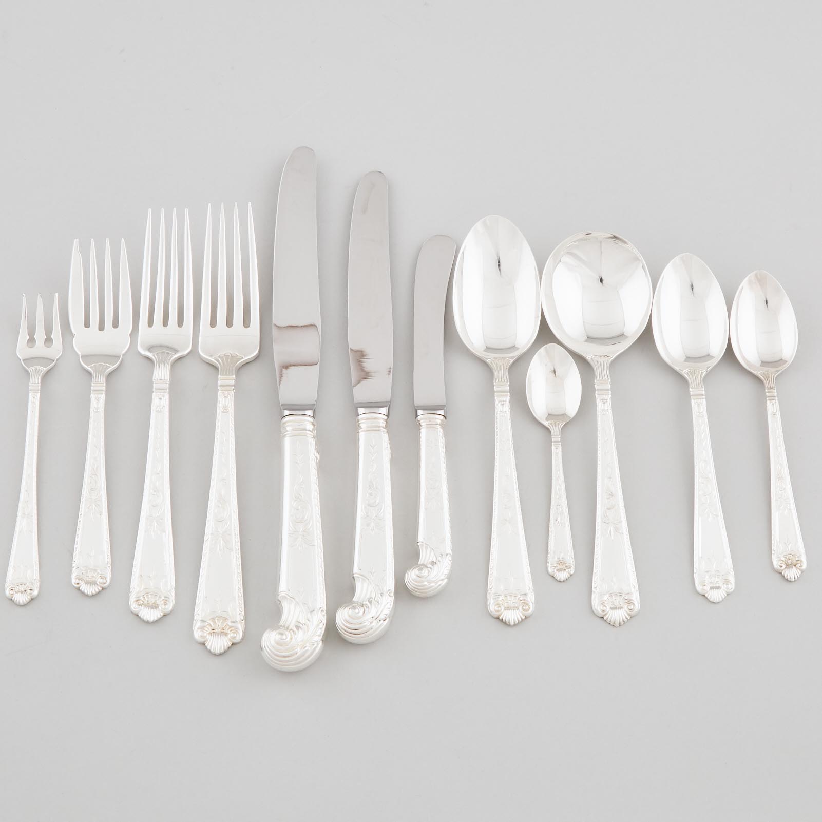 Canadian Silver 'George II Engraved' Pattern Flatware Service, Henry Birks & Sons, Montreal Que., 20th century
