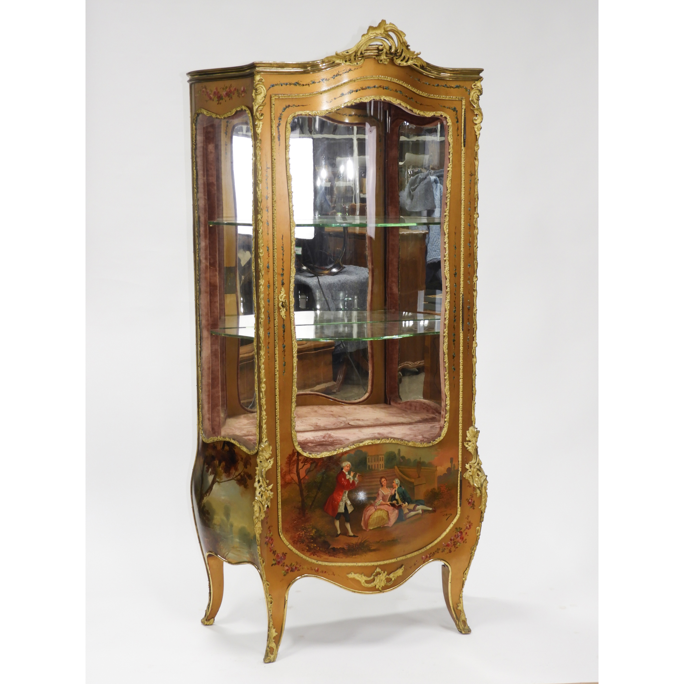 French Louis XV Style Ormolu Mounted and Painted Vitrine, early 19th century