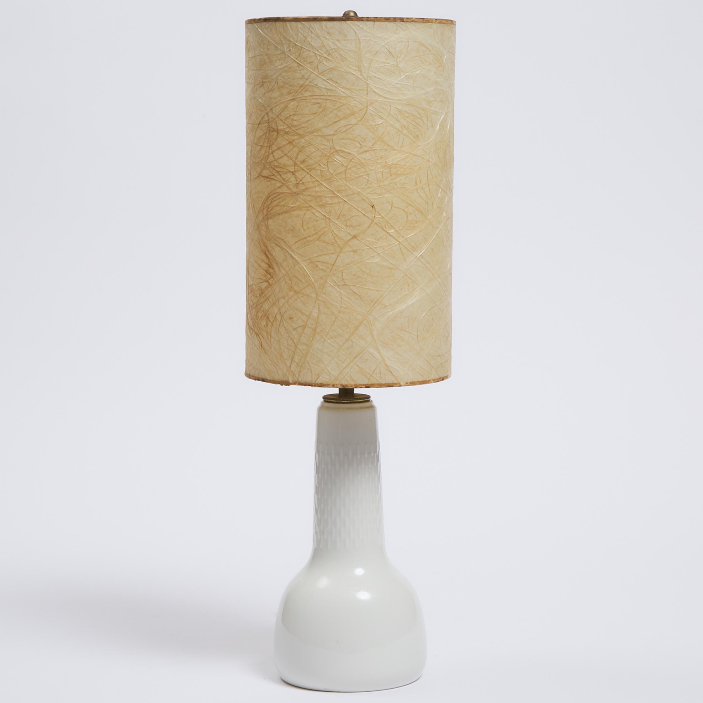 Royal Copenhagen White Glazed Table Lamp, Torkil Olsen for Le Klint, 1980s