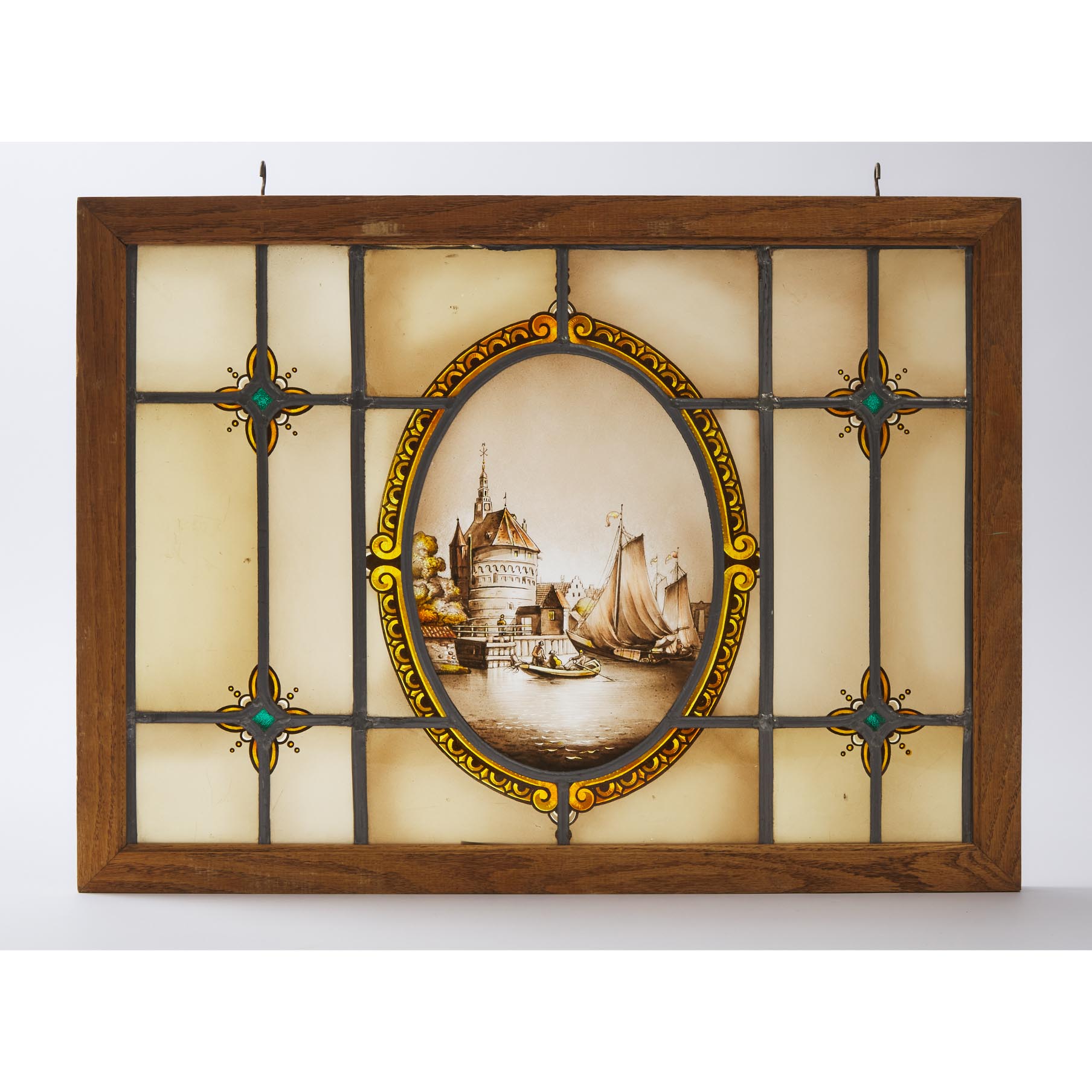 Pair of Victorian Stained Glass Windows, 19th century