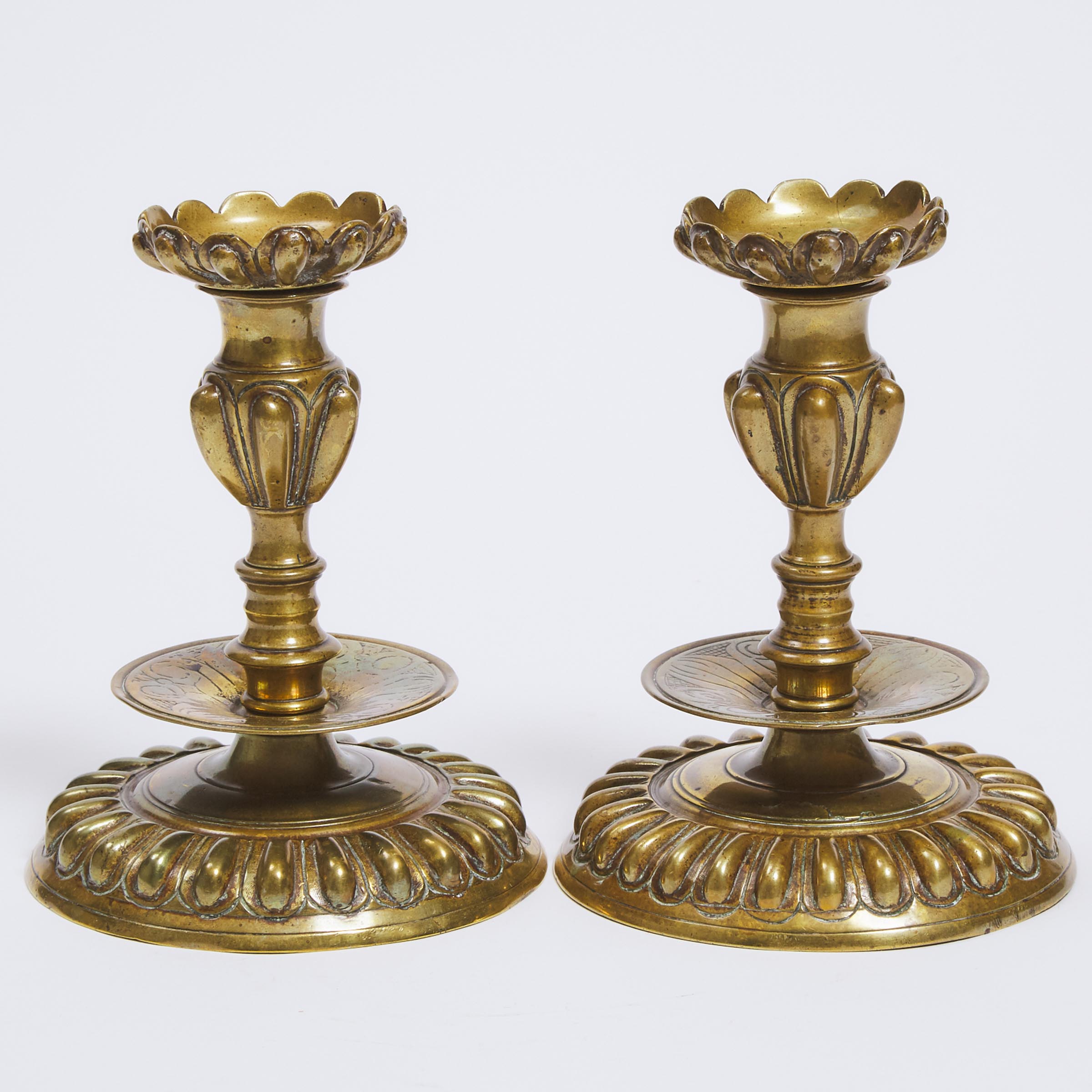 Pair of Italian Bronze Candlesticks, late 17th/early 18 century