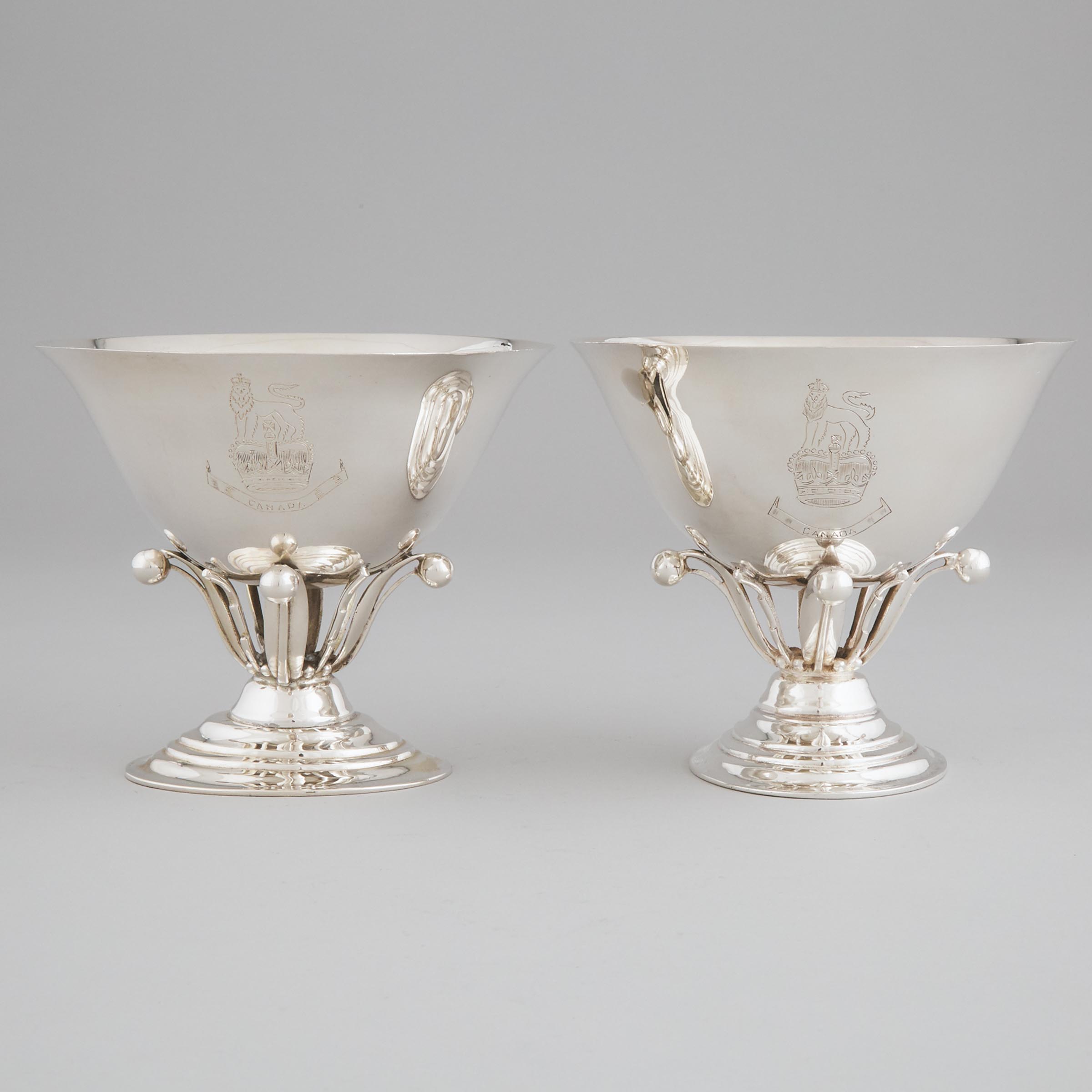 Pair of Indian Silver Pedestal-Footed Comports, 20th century