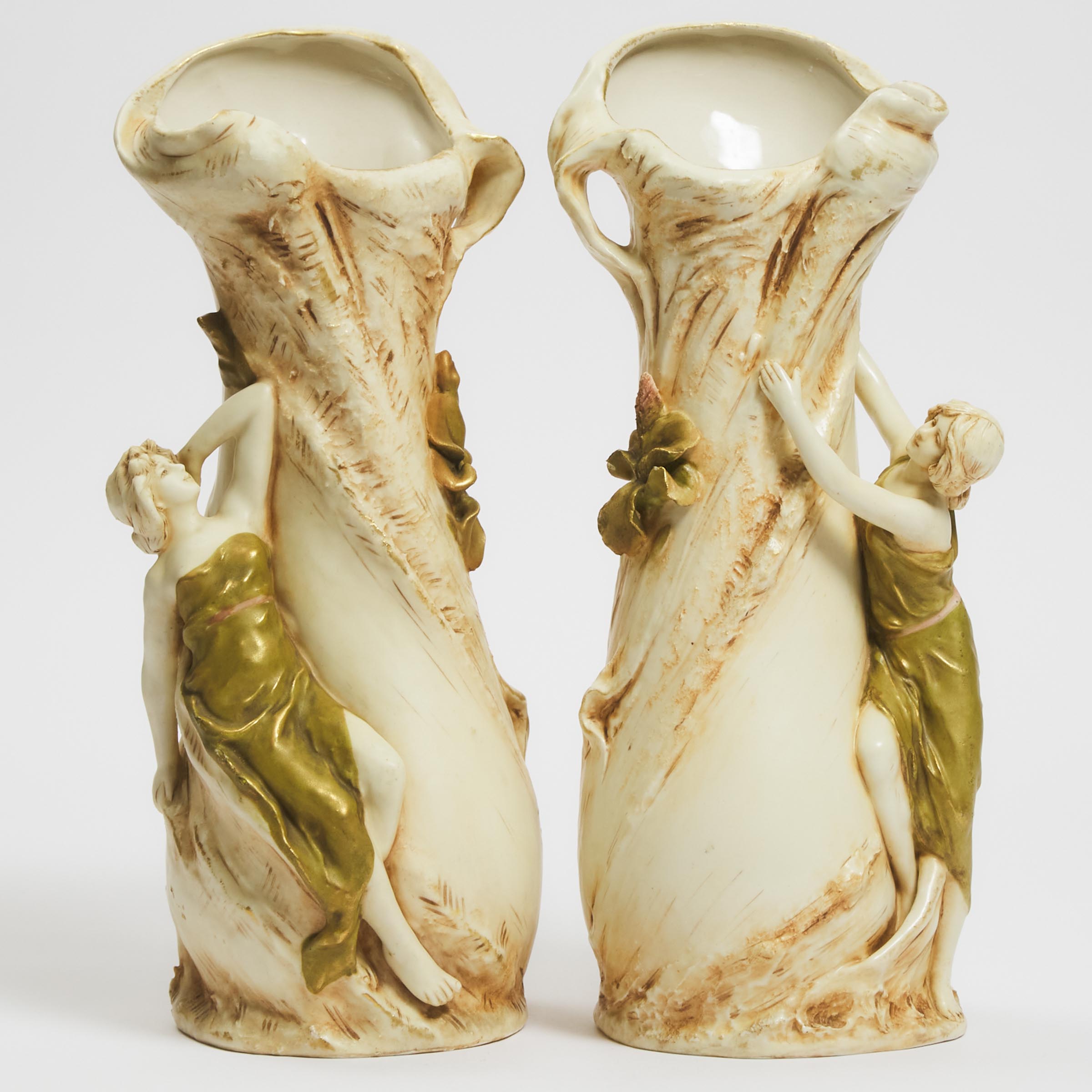 Pair of Royal Dux Figural Vases, early 20th century