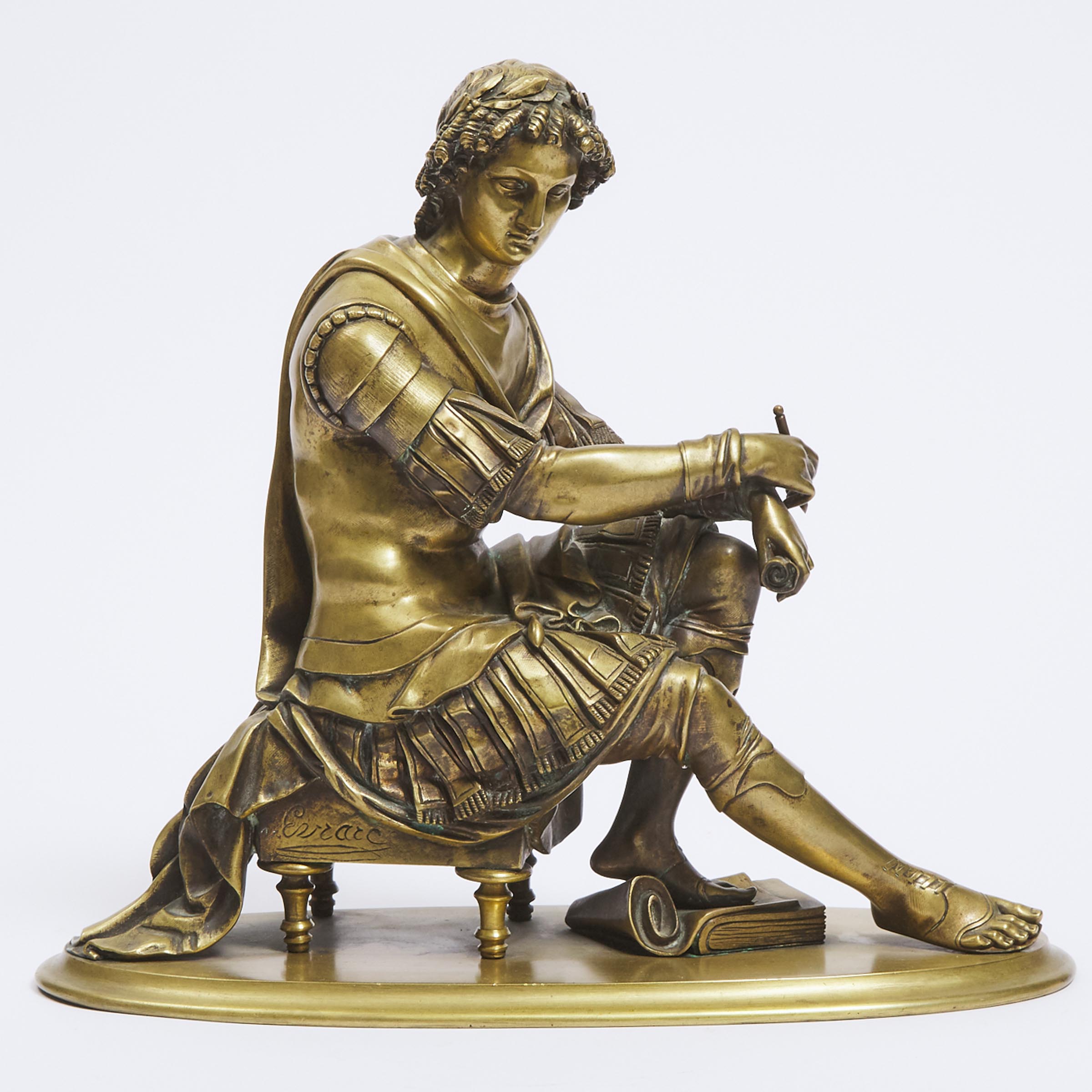French Gilt Bronze Figure of a Seated Scholar, mid 19th century