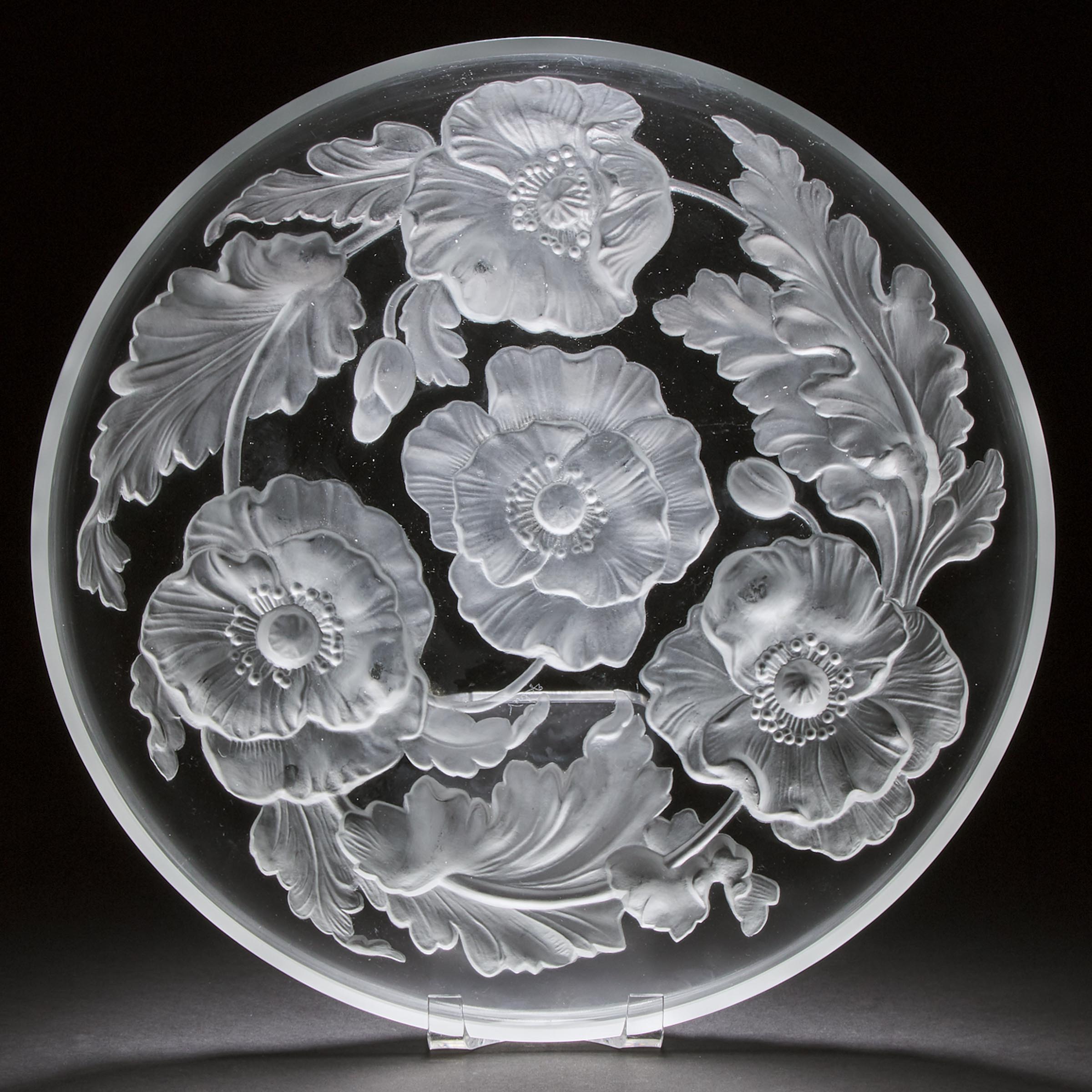 Verlys Moulded and Frosted Shallow Glass Bowl, mid-20th century