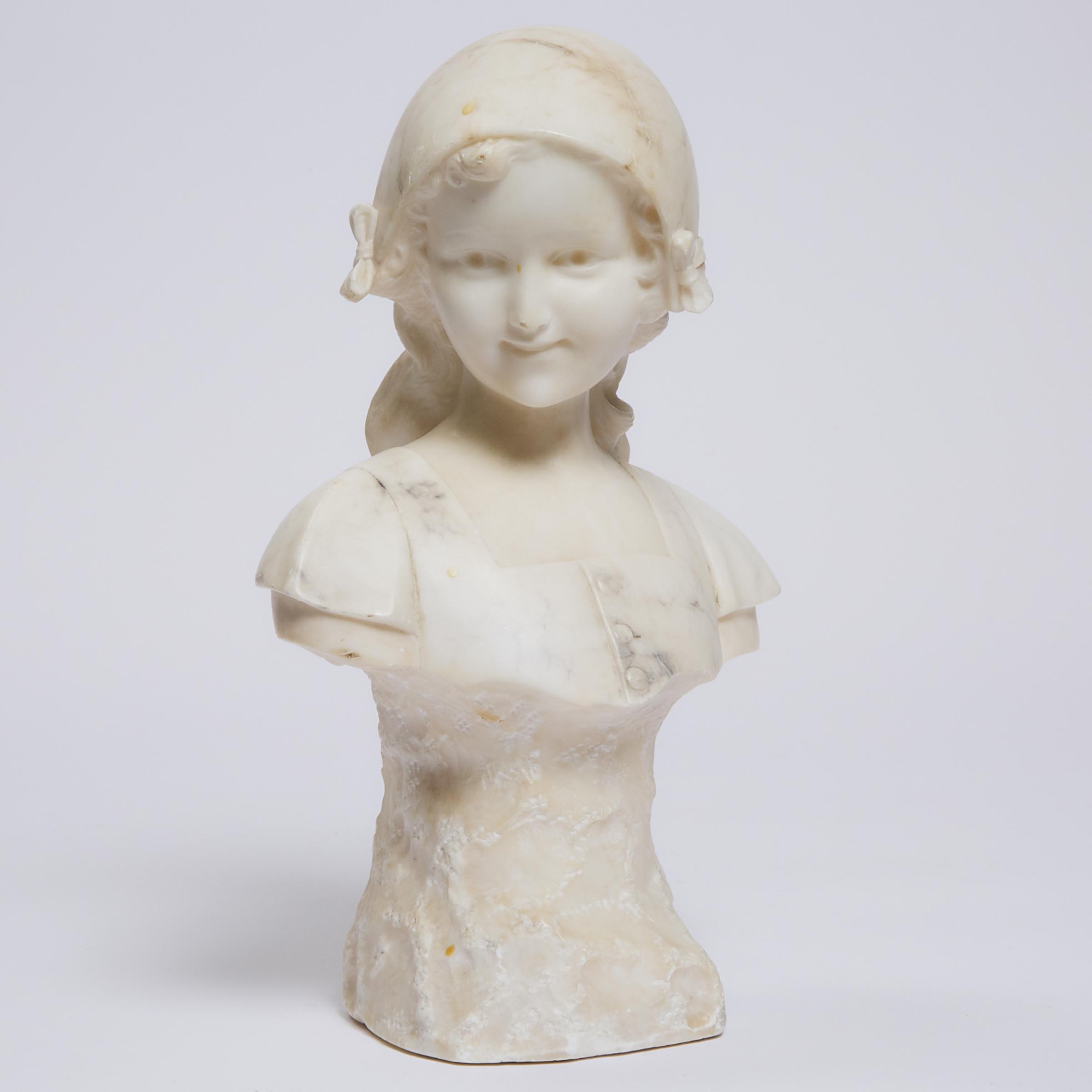 Continental Alabaster Bust of a Young Girl, c.1900