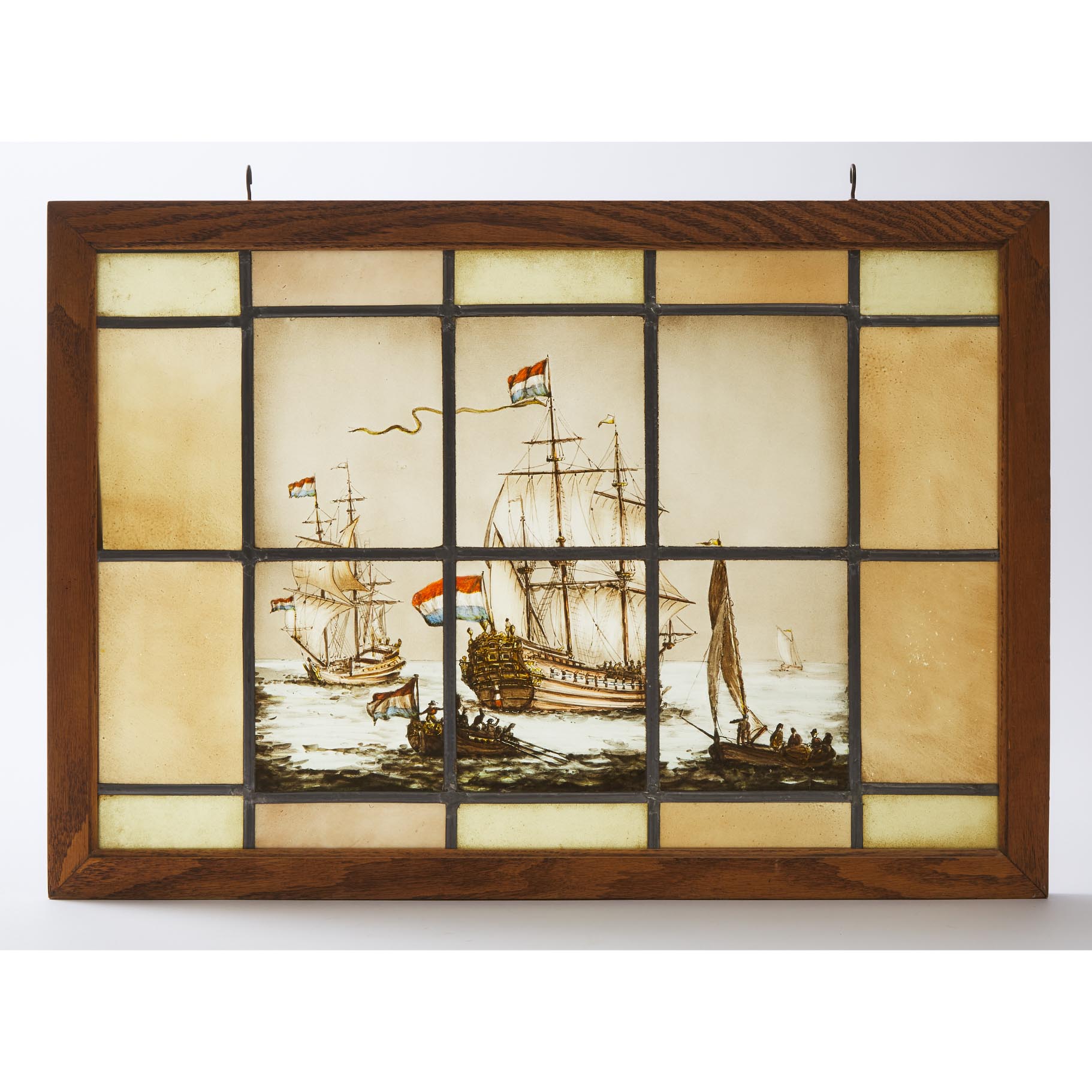 Pair of French Nautical Theme Stained Glass Windows, 19th century