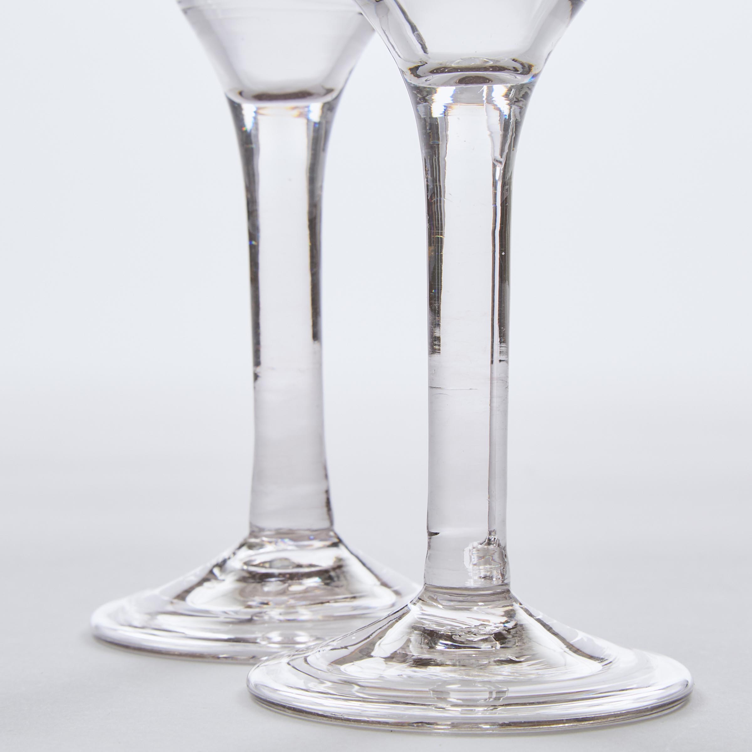 Pair of English Plain Stemmed Wine Glasses, mid-18th century