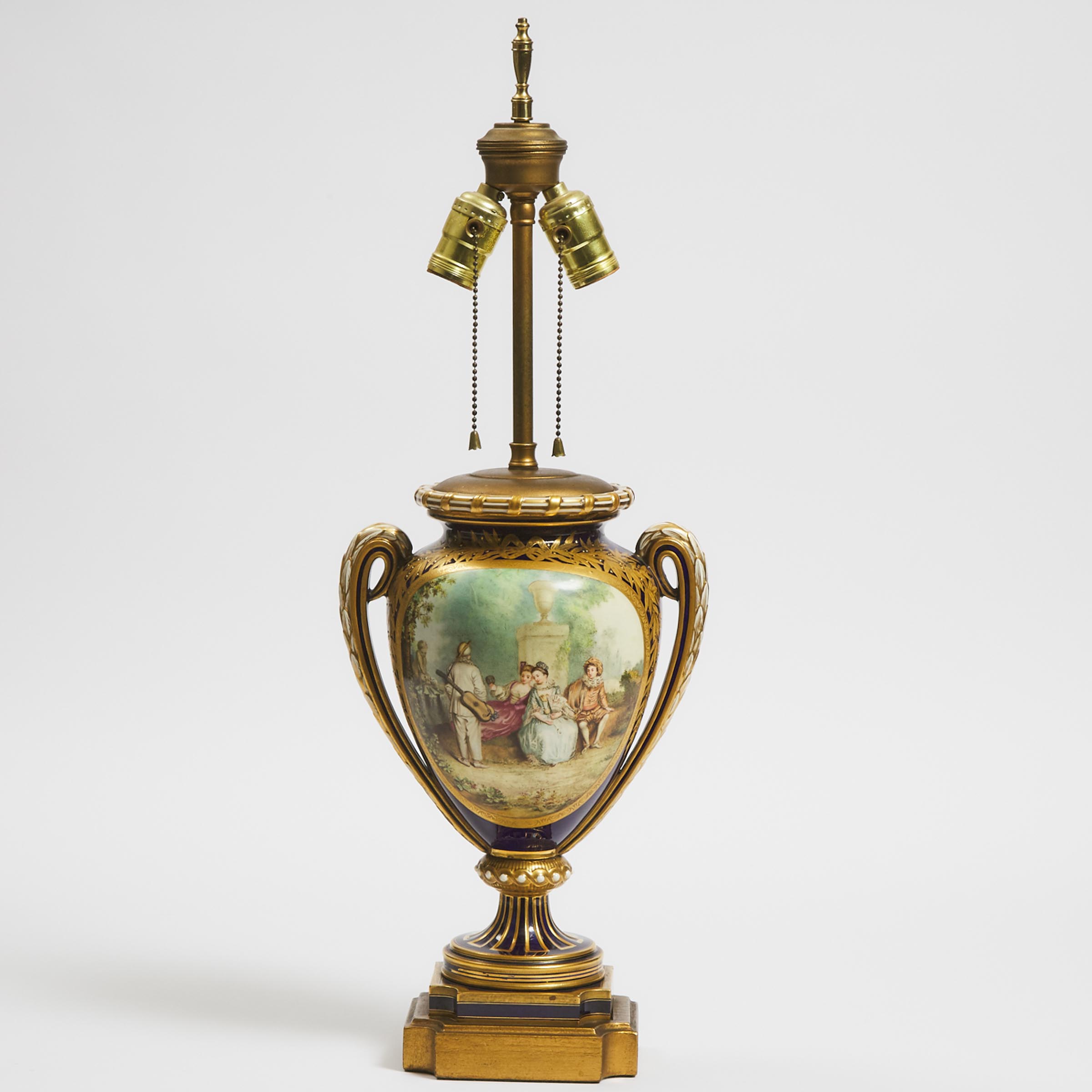 'Sèvres' Blue Ground Two-Handled Table Lamp, late 19th century