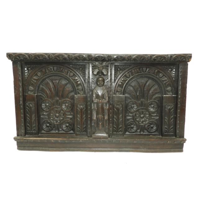Large Carved Oak Panel, early 17th century